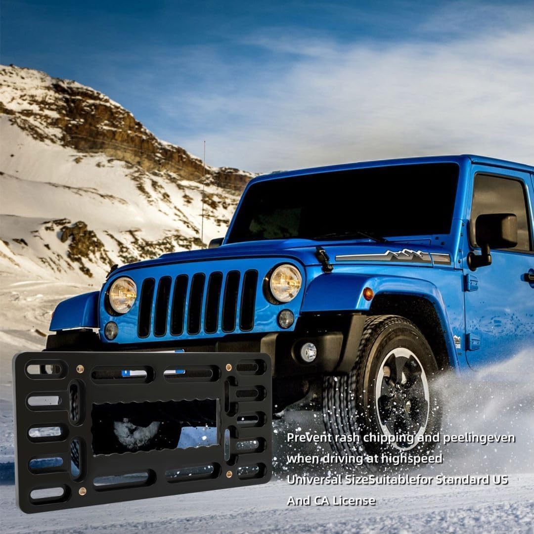 Xclpf Front License Plate Bracket. No Drill Front License Plate Bracket .Front License Plate Mounting Kit. Universal Bumper Car Frame Mount Adapter With Stainless Steel Screw Cap,Cable Ties