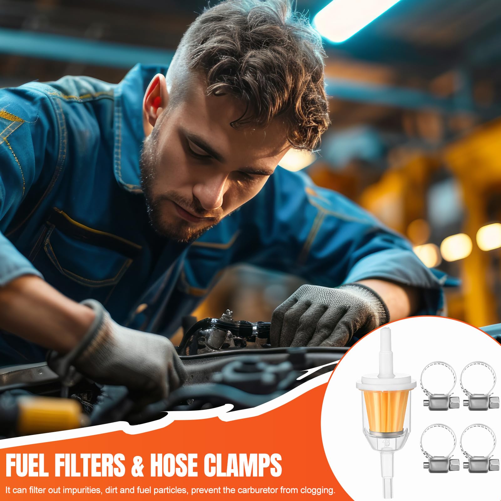 Threlaco 2 Pcs Electric Fuel Pump Kit 12v Universal Low Pressure 4-7 Psi Gas Diesel Inline Pump with 2 Fuel Filter and 8 Hose Cl