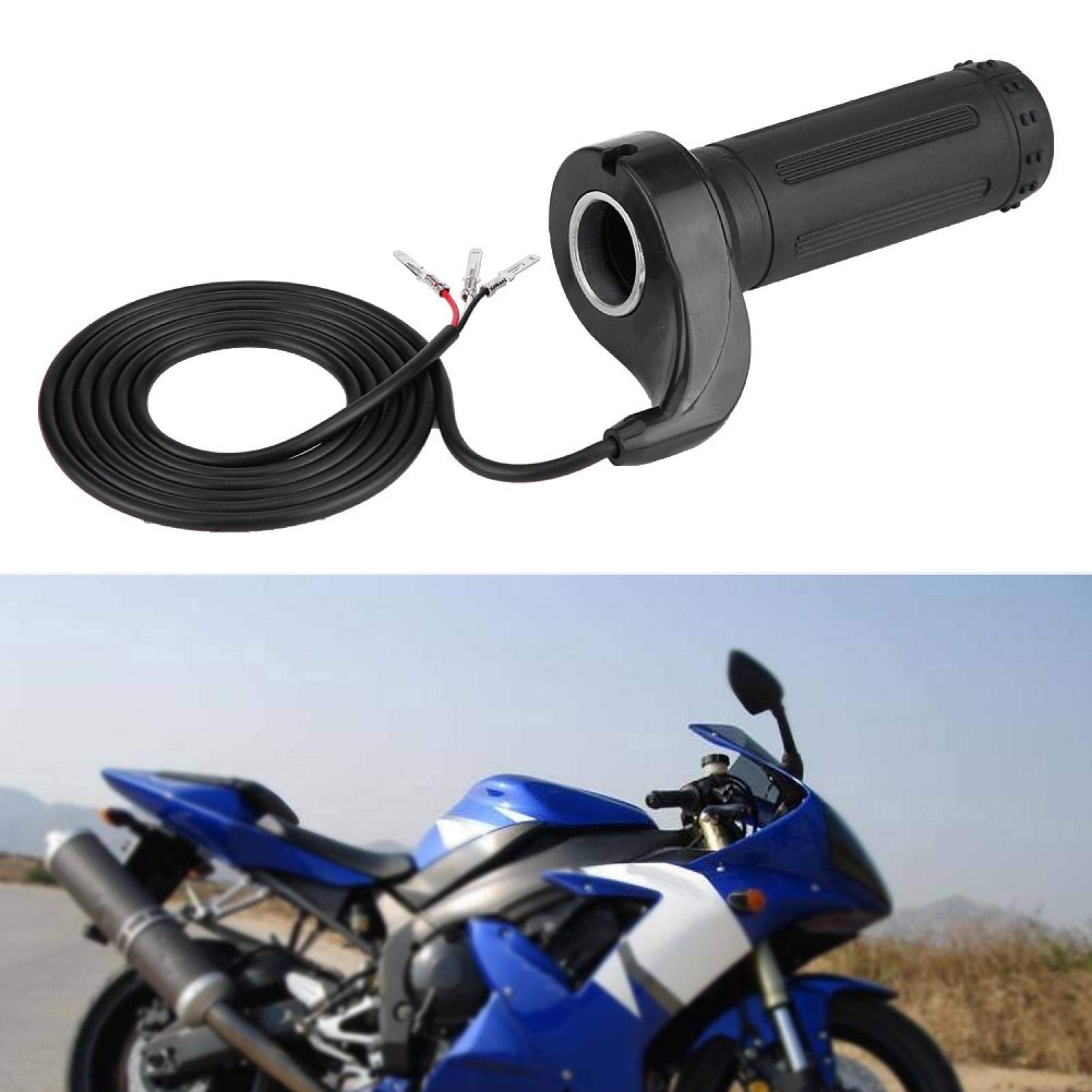 Qiilu 7/8'' 22mm Twist Throttle Accelerator Handle Grip, Twist Throttle Grip 3 Wire for Motorcycle Electric Scooter Bicycle Pock