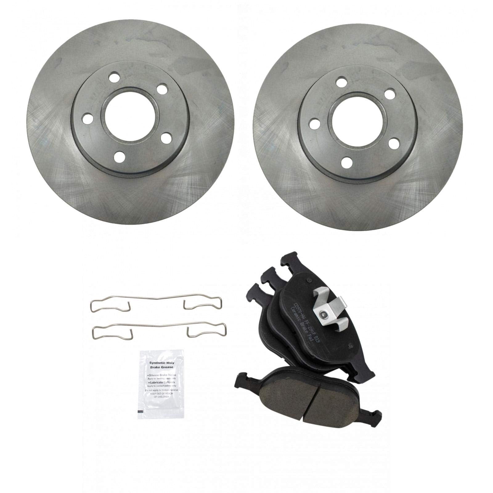 Trq Front Brake Pad & Rotor Kit Brake Pads Brake Rotor Ceramic Compatible With 2010-2013 Ford Transit Connect