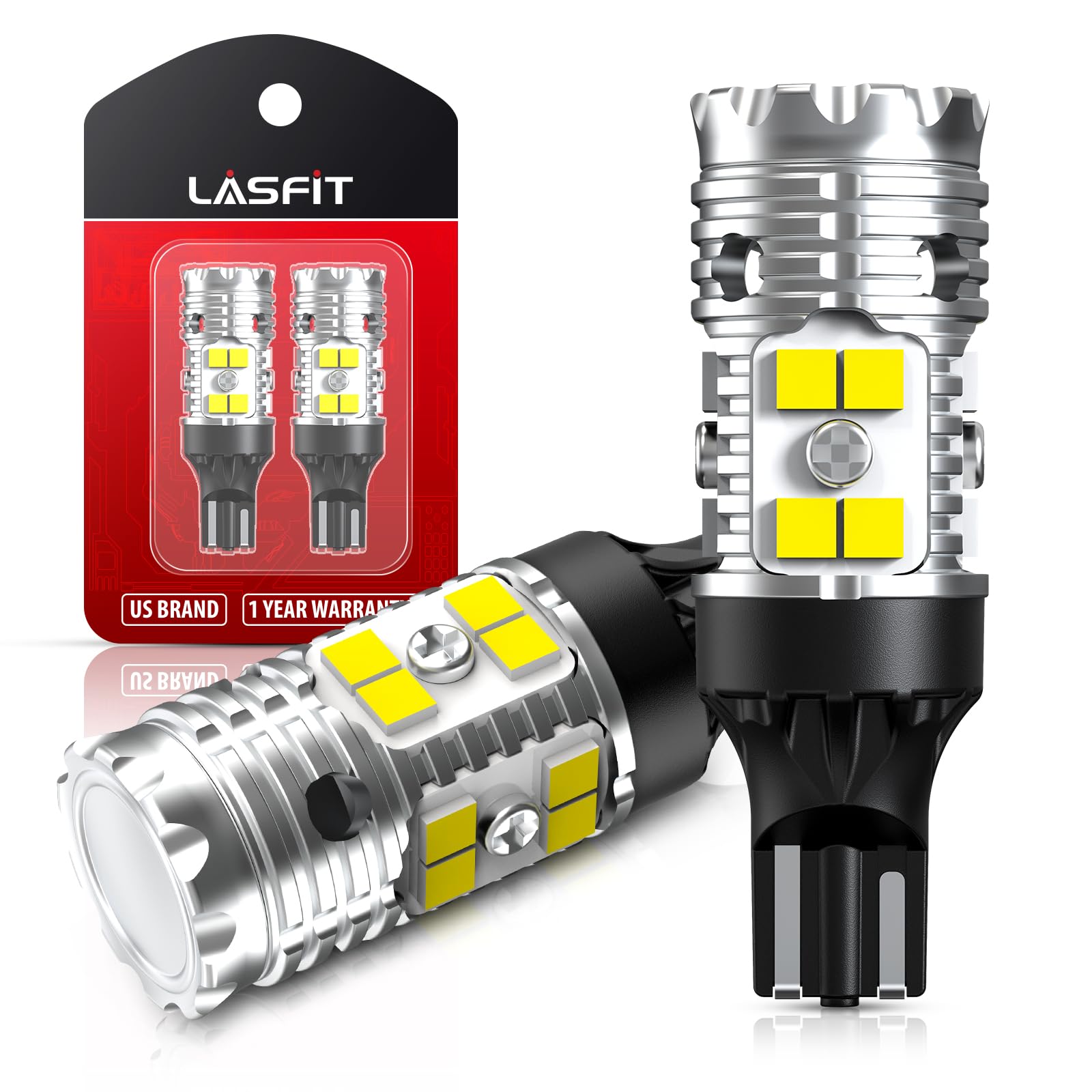Lasfit 921 Led Bulb Reverse Lights 912 T15 Back Up Light Canbus Error Free W16W 906 Reversing Bulb 904 916 6000K Xenon White New
