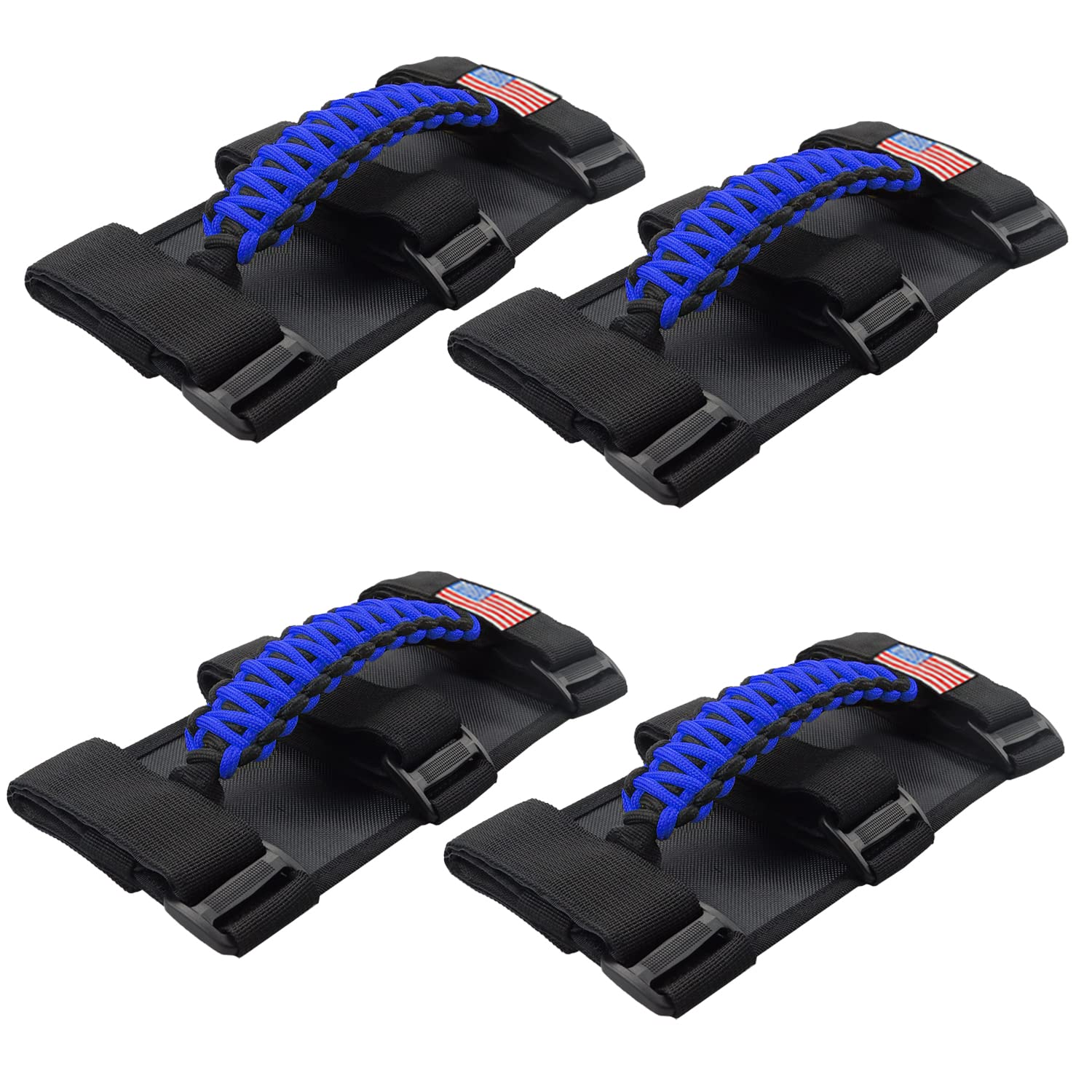 Kohuipu Roll Bar Grab Handles With Us Flag, Paracord Grip Handle For Jeep Wrangler Jk Jku Jl Jlu Tj Cj Yj & Gladiator Jt, Blue