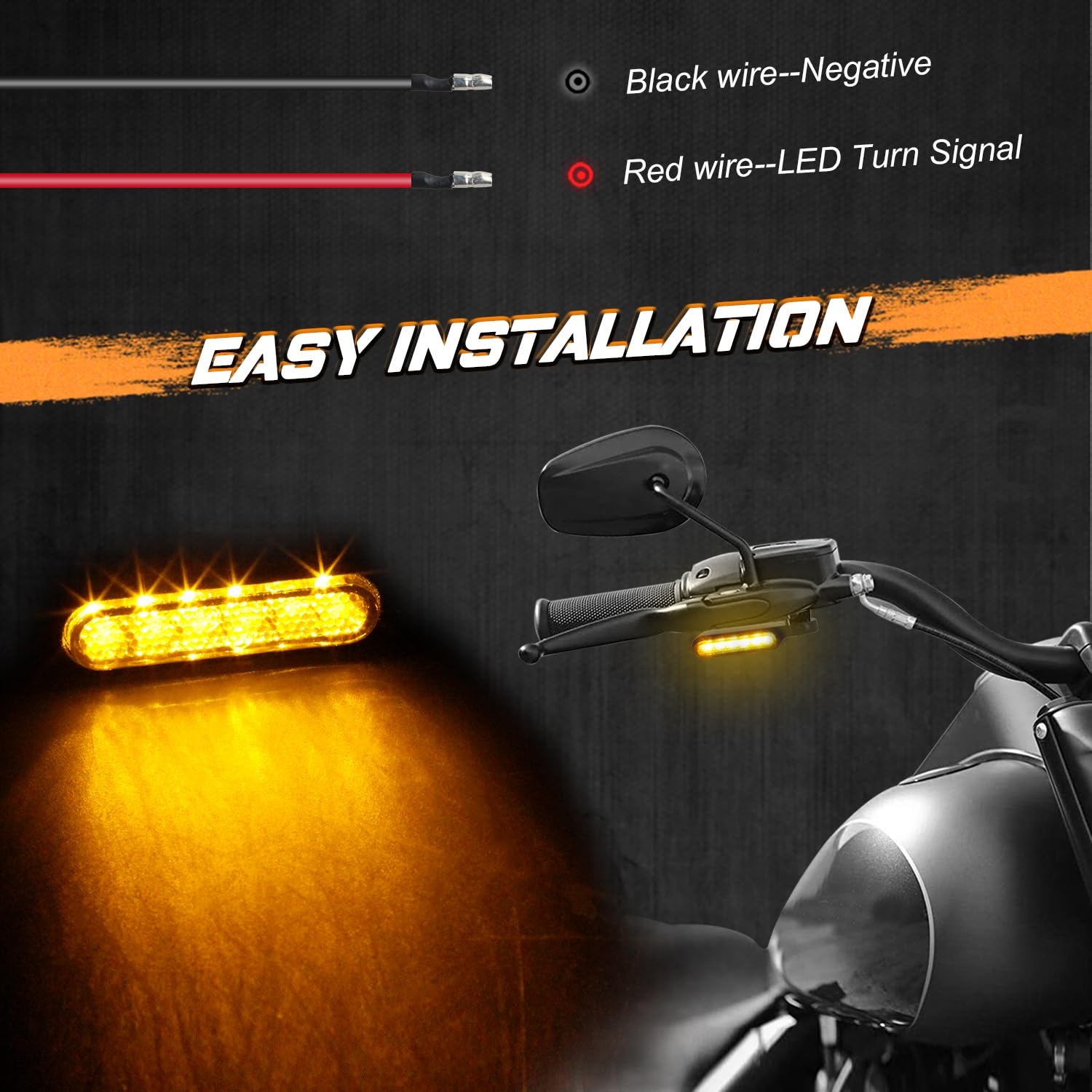 Nthreeauto Handlebar Led Turn Signals Mini Motorcycle Blinkers Handle Bar Marker Light Compatible With Harley Dyna Sportster 883
