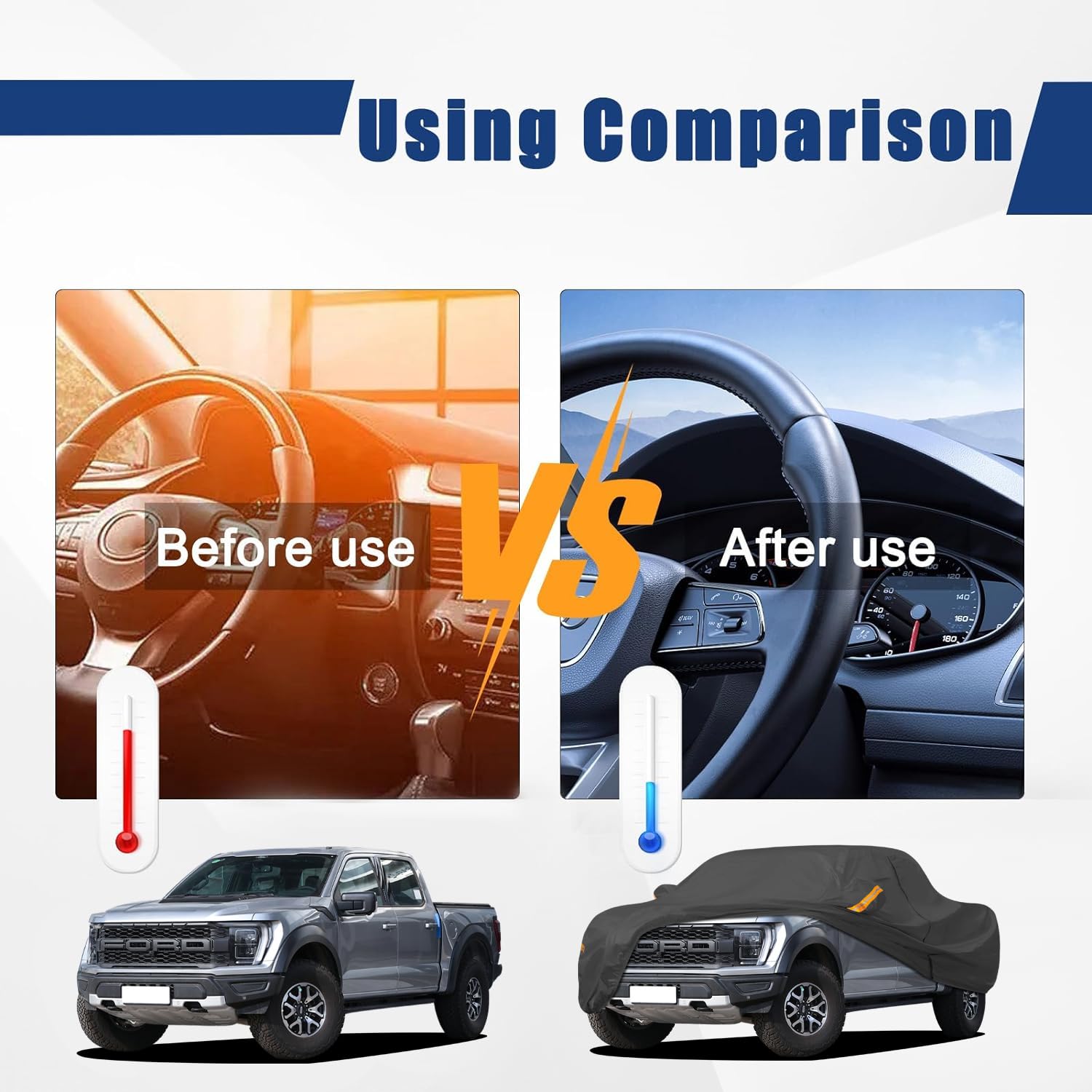 Color Rain Time Heavy Duty Truck Cover Waterproof All Weather. Pickup Truck Cover For Tacoma, Tundra, Titan, F-150, Ram 1500, Si