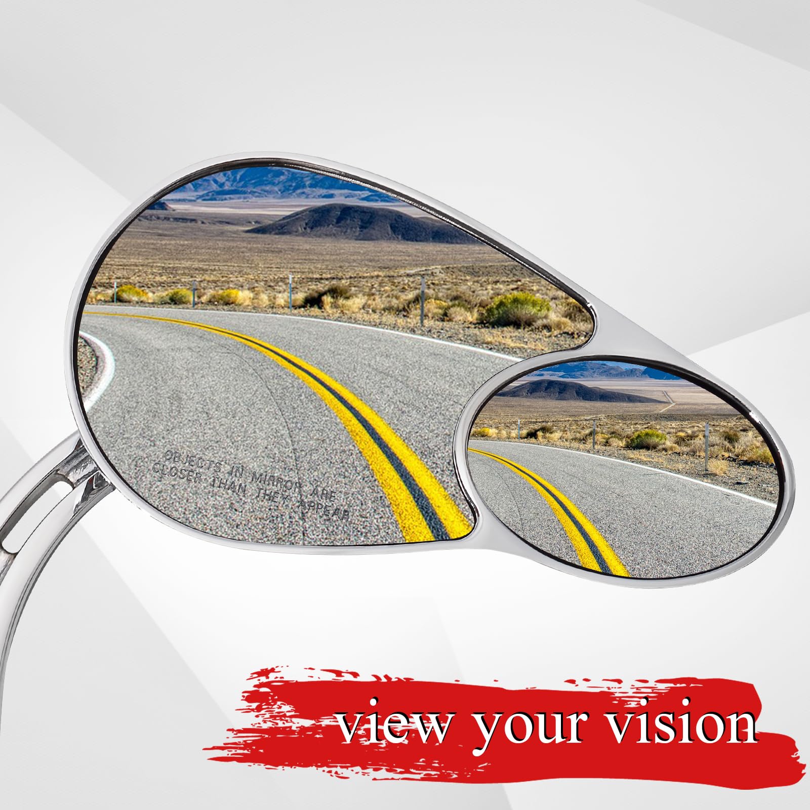 Wowtk Rearview Mirrors,Split Vision Mirrors For Harley 1982-2024 Most Models Road King Street Glide Road Glide Softail Iron 1200 Iron 883 Deluxe Fat Boy Sport Glide Xg750 Xg500,Chrome