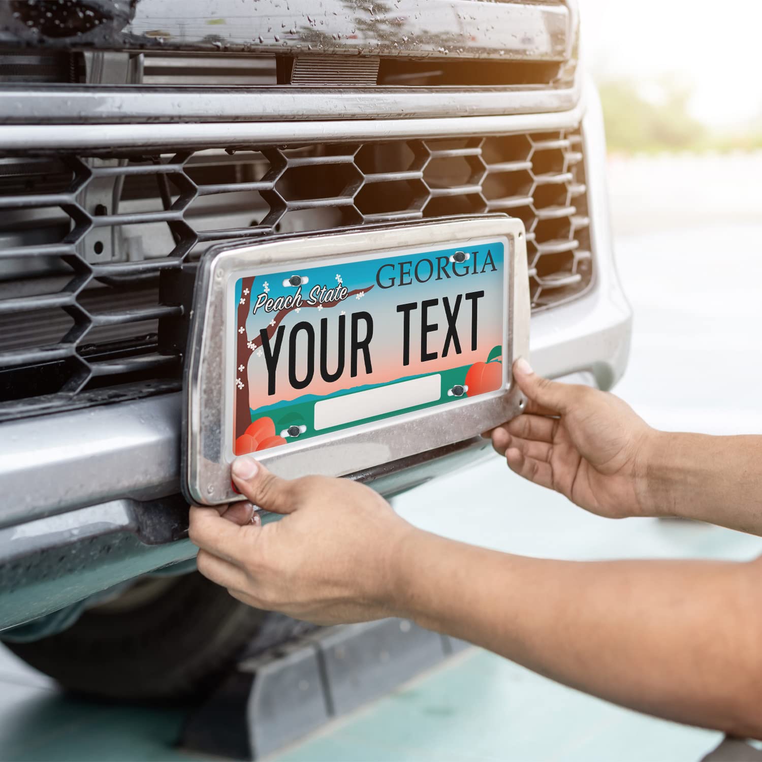 Custom Georgia License Plate, Personalized 50 States Fake License Plate For Front Of Car Sign 6X12 Inches, Rust Free .040 Aluminum, Fade Resistant, Made In Usa By Sigo Signs