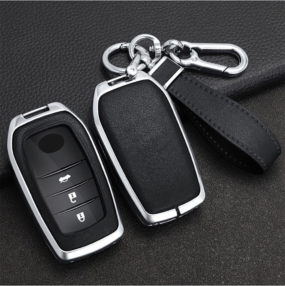 Sanrily Pu Leather+Zinc Alloy 3/4/5/6 Button Key Fob Cover Fit For Toyota Land Cruiser 2023 2022 Venza Rav4 Prime Hilux Fortuner
