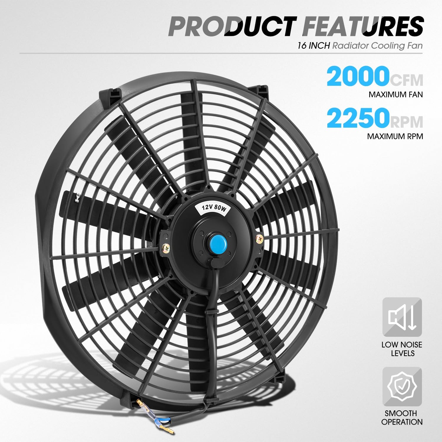 Dna Motoring 16 Inch High Performace Electric Cooling Slim Radiator Fan With Mount Kit, Black, Raf-16+Fmk