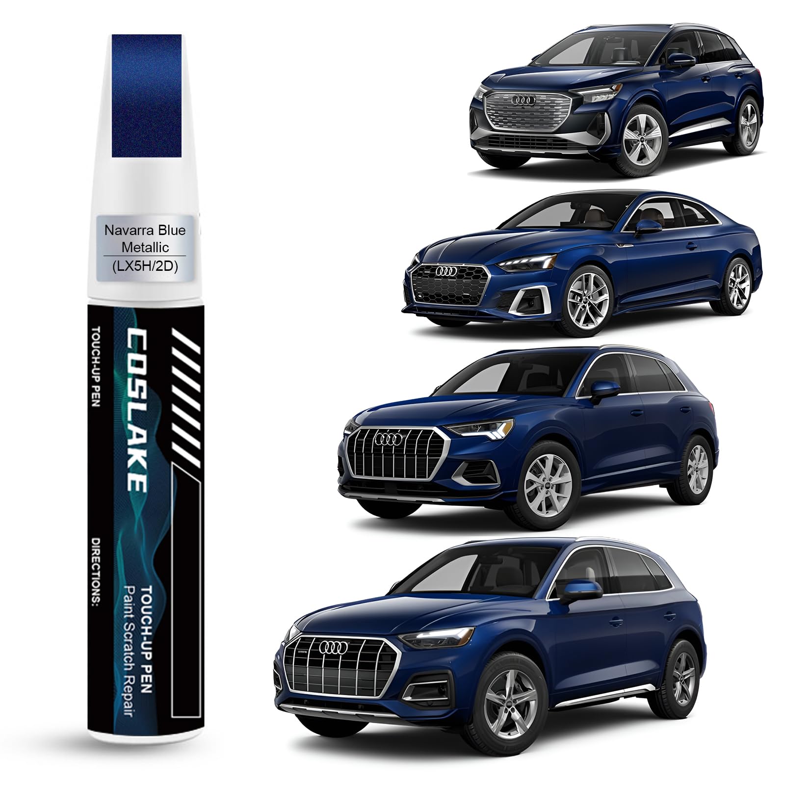 Coslake Car Touch Up Paint(Navarra Blue Metallic(Lx5H/2D)) For Audi, Car Paint Scratch Repair Kit, Quick & Easy Solution To Repa