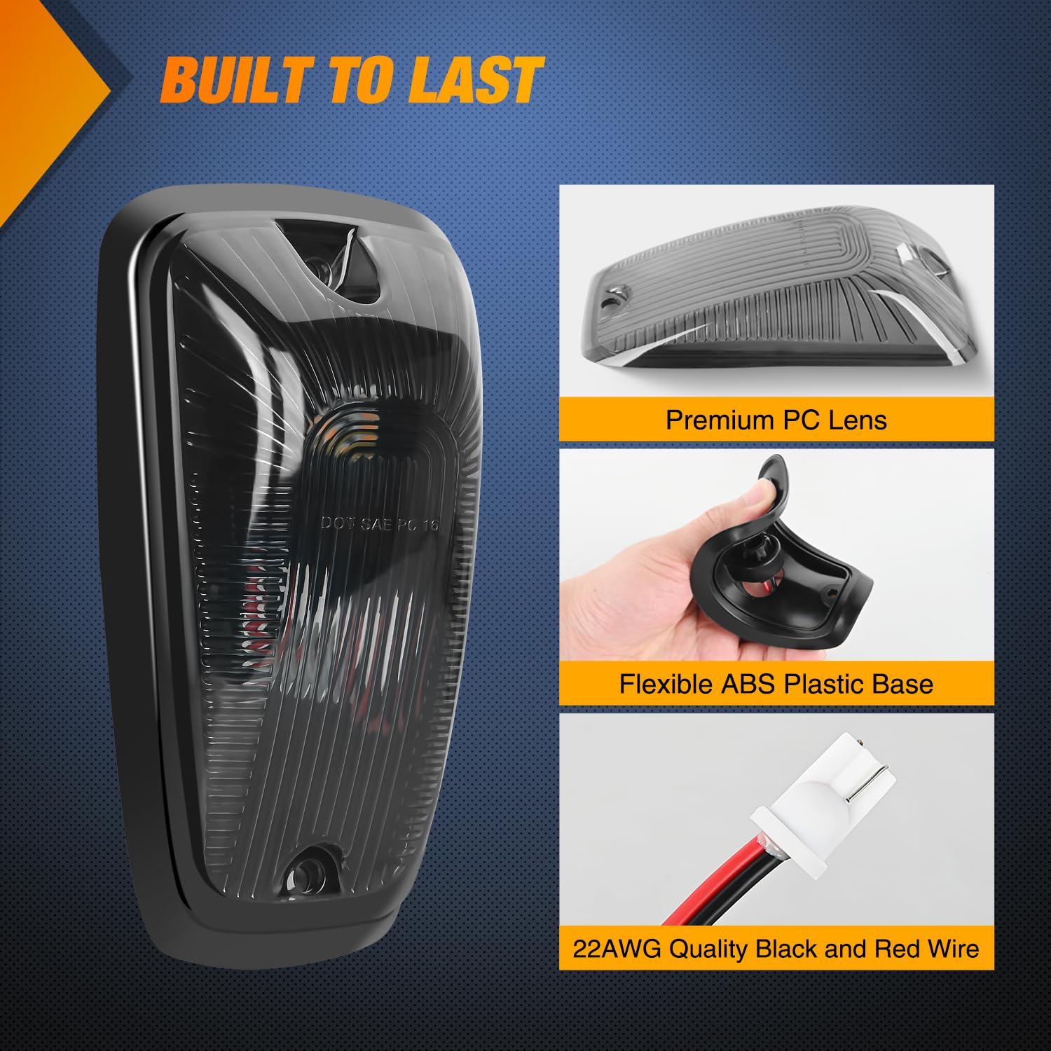 Nilight Led Cab Marker Lights 5 Pcs 5 Led Smoke Lens Amber Clearance Roof Running Light Compatible With 1988-2002 Gmc Chevrolet