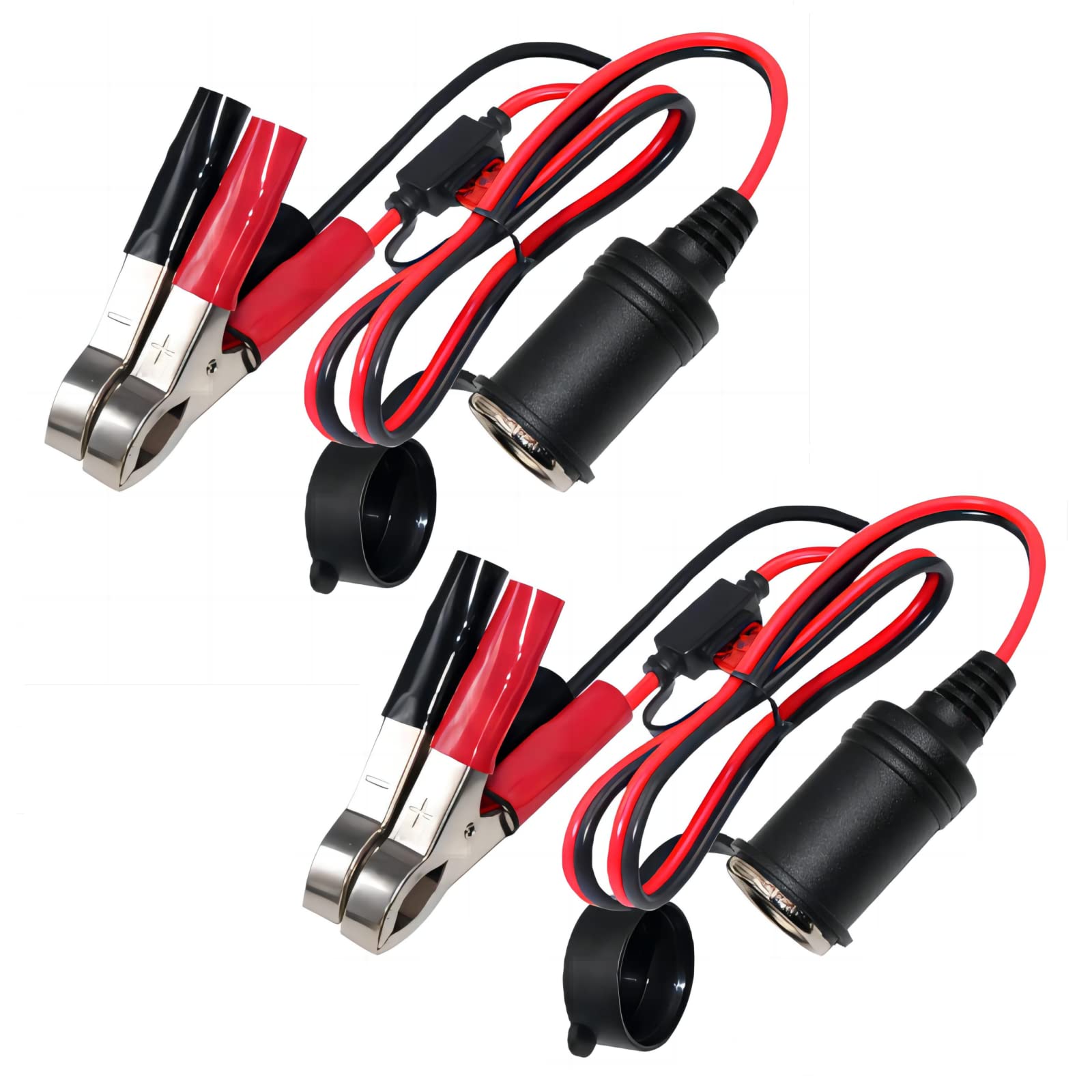 Kuncan Cigarette Lighter Battery Adapter - Female Cigarette Lighter Socket To 12V Battery Alligator Clips For Auto Car Battery C