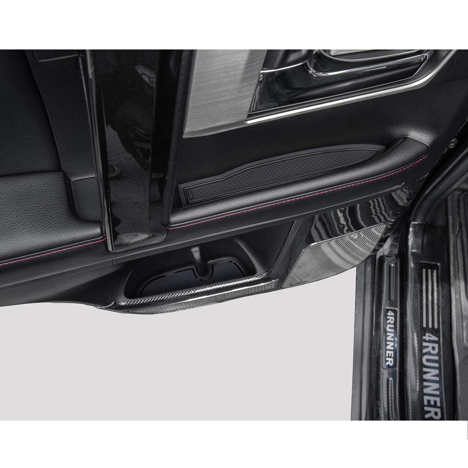 Jdmcar Premium Cup Holder, Console, And Door Pocket Inserts Kit Compatible With 2023 Toyota 4Runner 2010-2019 2020 2021 2022 - Custom Liner Accessories (2 Row, Black Trim)-27Pc Set