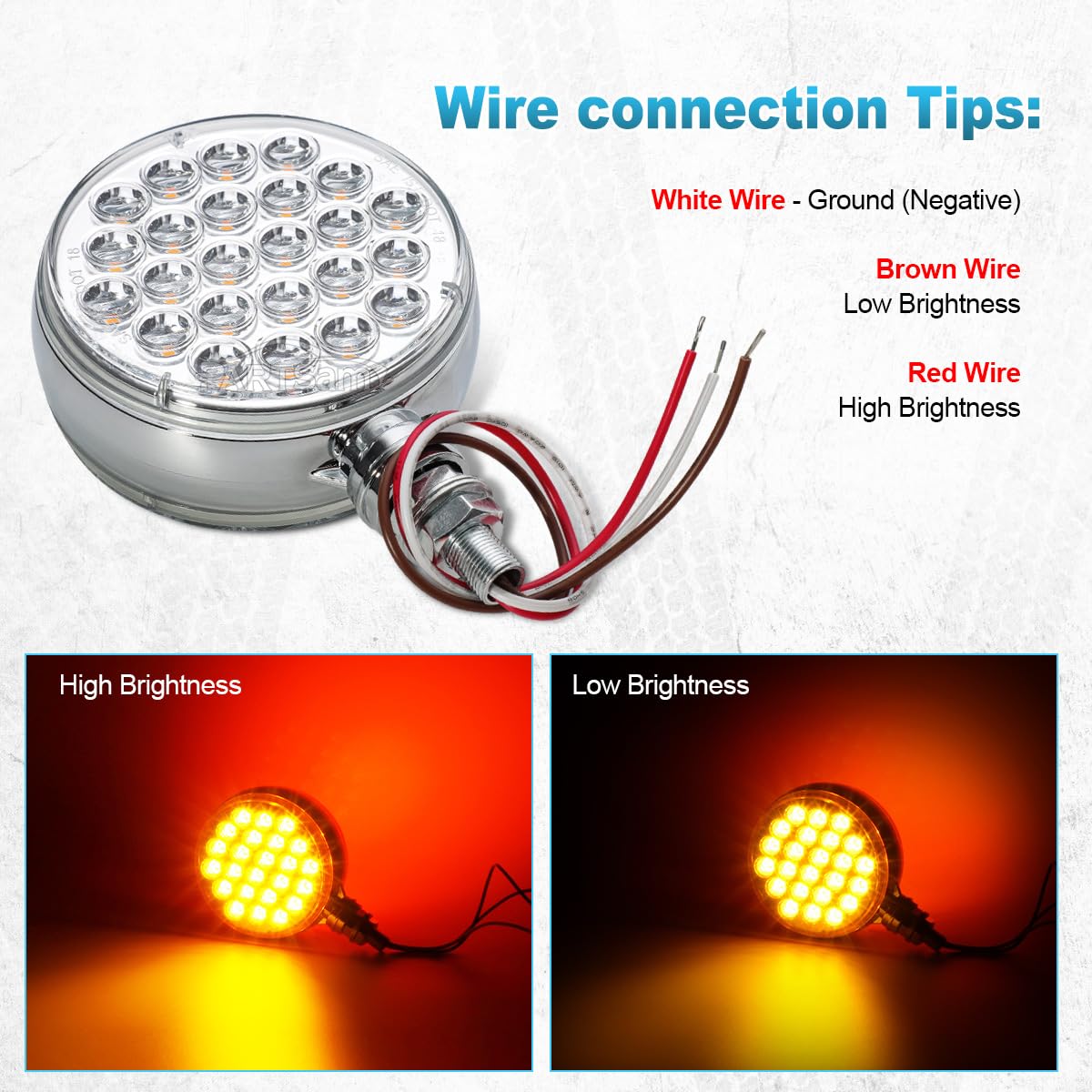 Partsam 2Pcs Double Face Round Led Pedestal Lights Fender Stop Turn Signal Tail Brake Lights Clear Lens 48 Led Post Mount Semi T