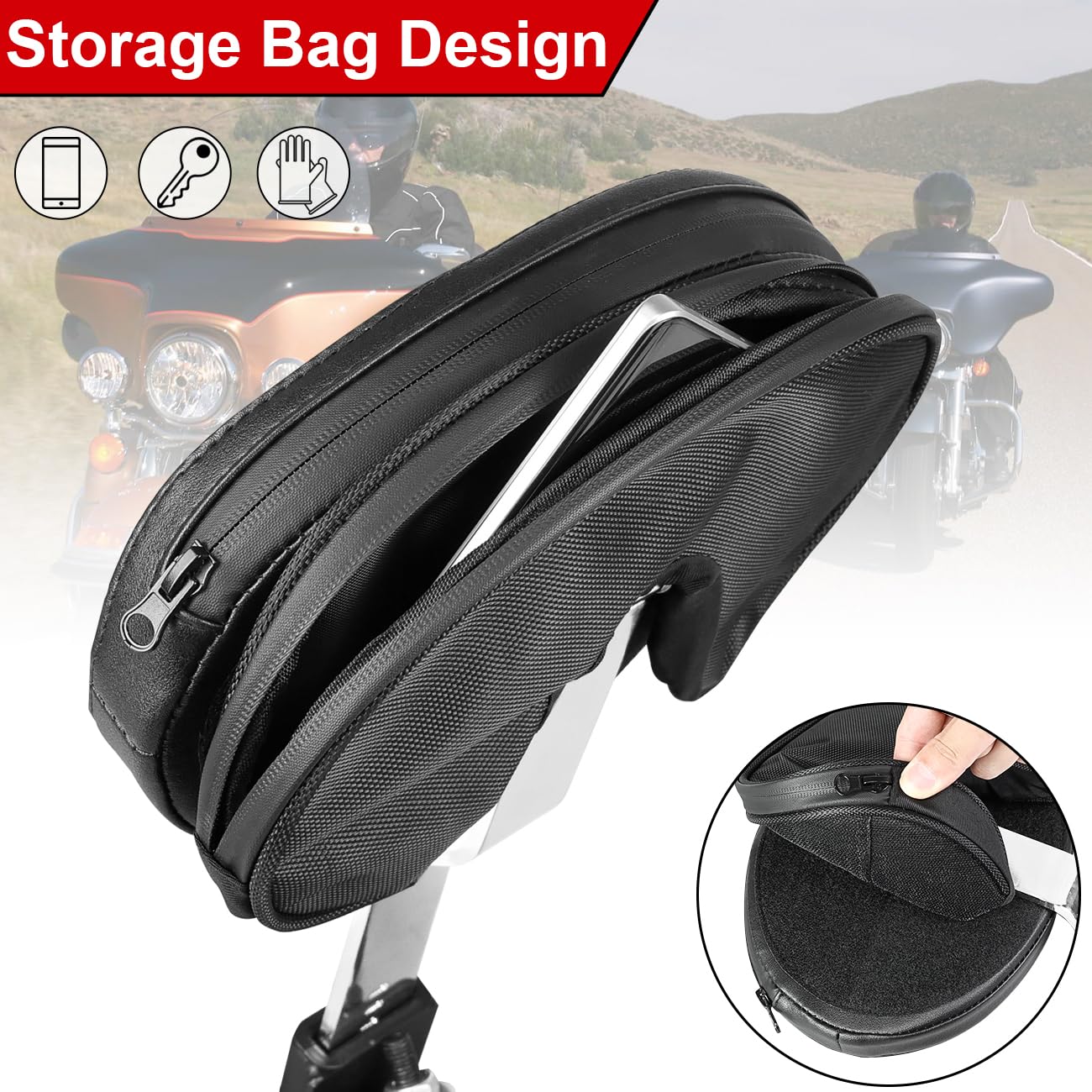 Aufer Adjustable Plug-In Driver Rider Backrest Custom Made Compatible With For 1997-2024 Touring Road King Street Glide Road Glide Electra Glide Models Driver Backrest