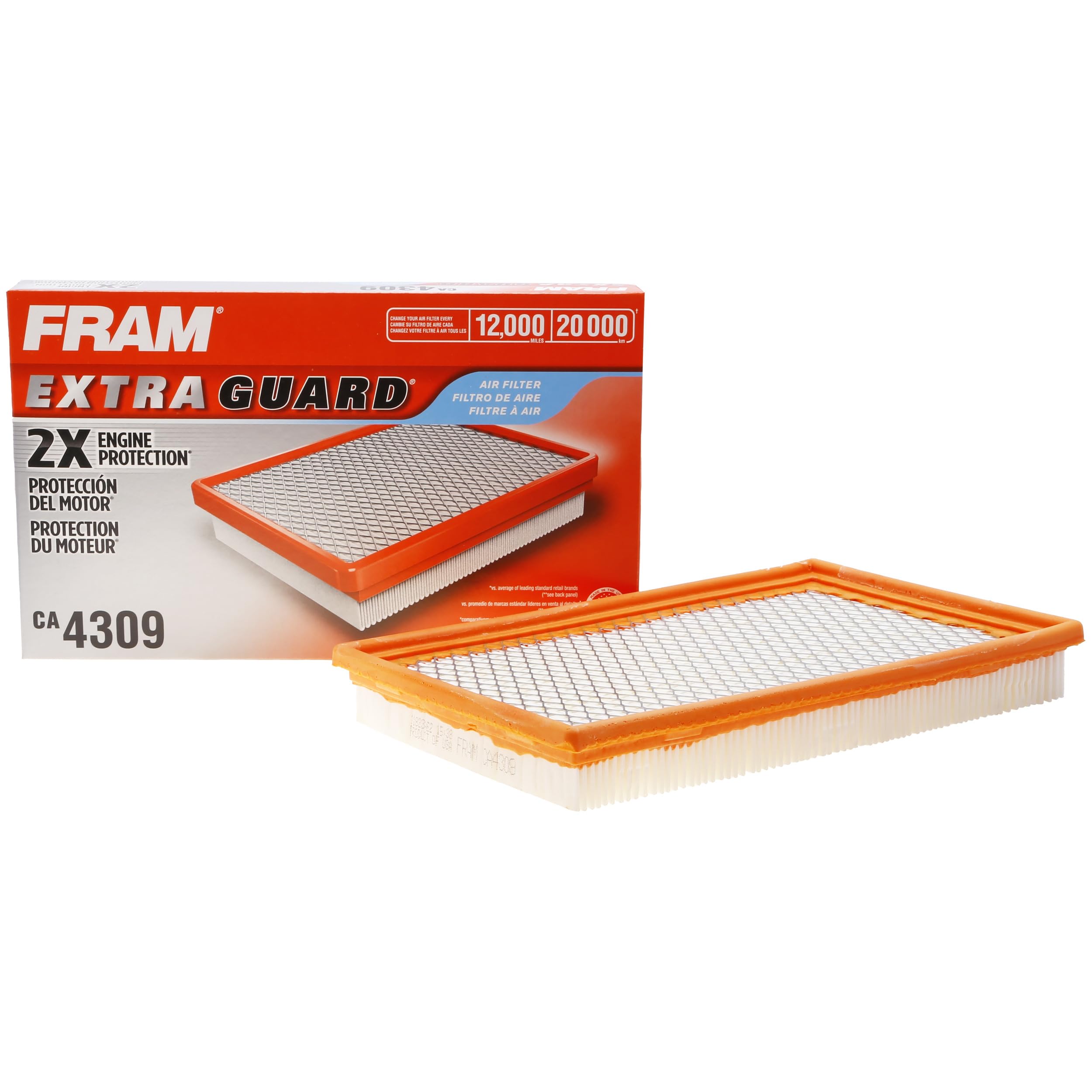 Fram Extra Guard Ca4309 Replacement Engine Air Filter For Select Infiniti, Nissan, Saab And Subaru Model Years, Provides Up To 12 Months Or 12,000 Miles Filter Protection