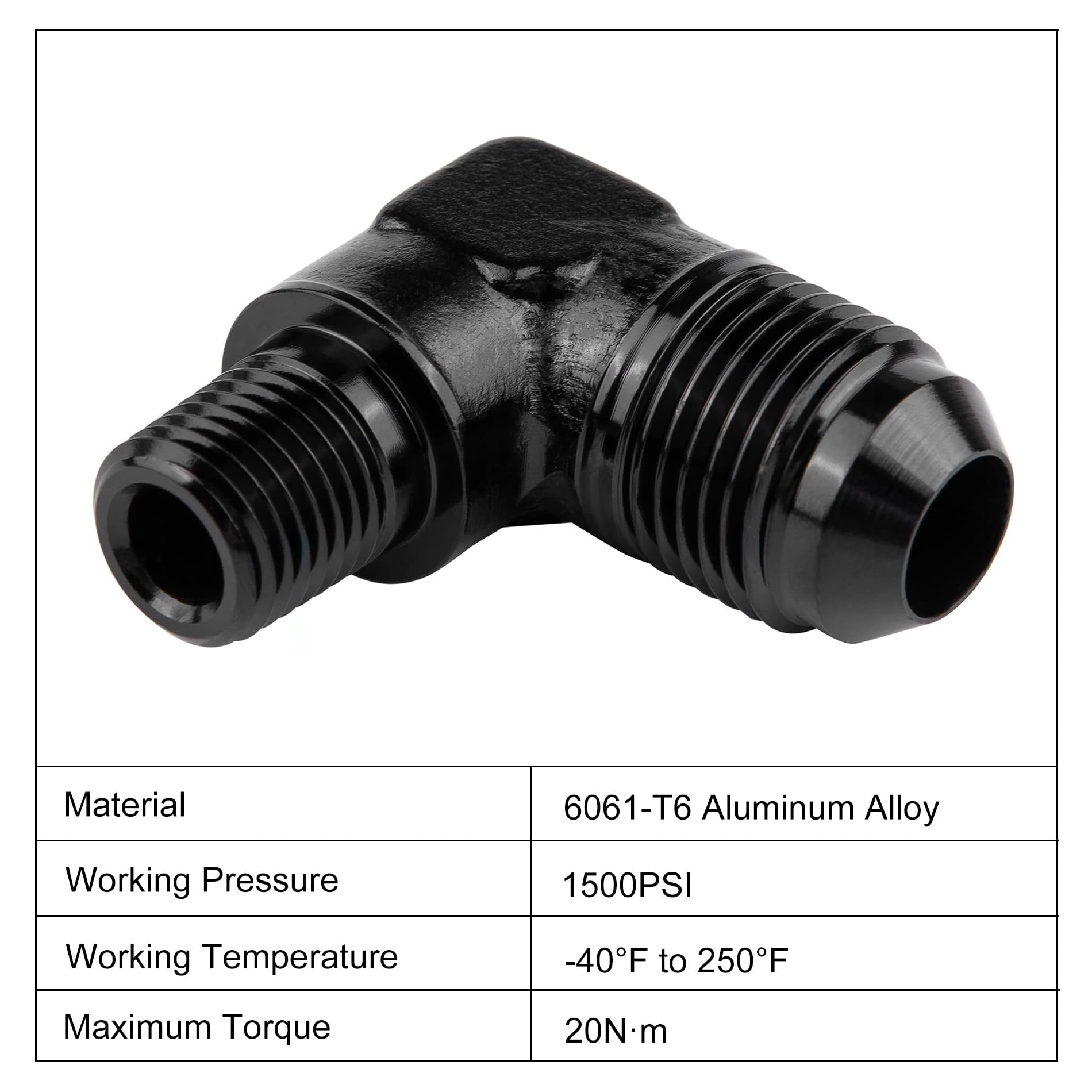 Evil Energy 8An To 1/4'' Npt Male 90 Degree Fitting Adapter Aluminum