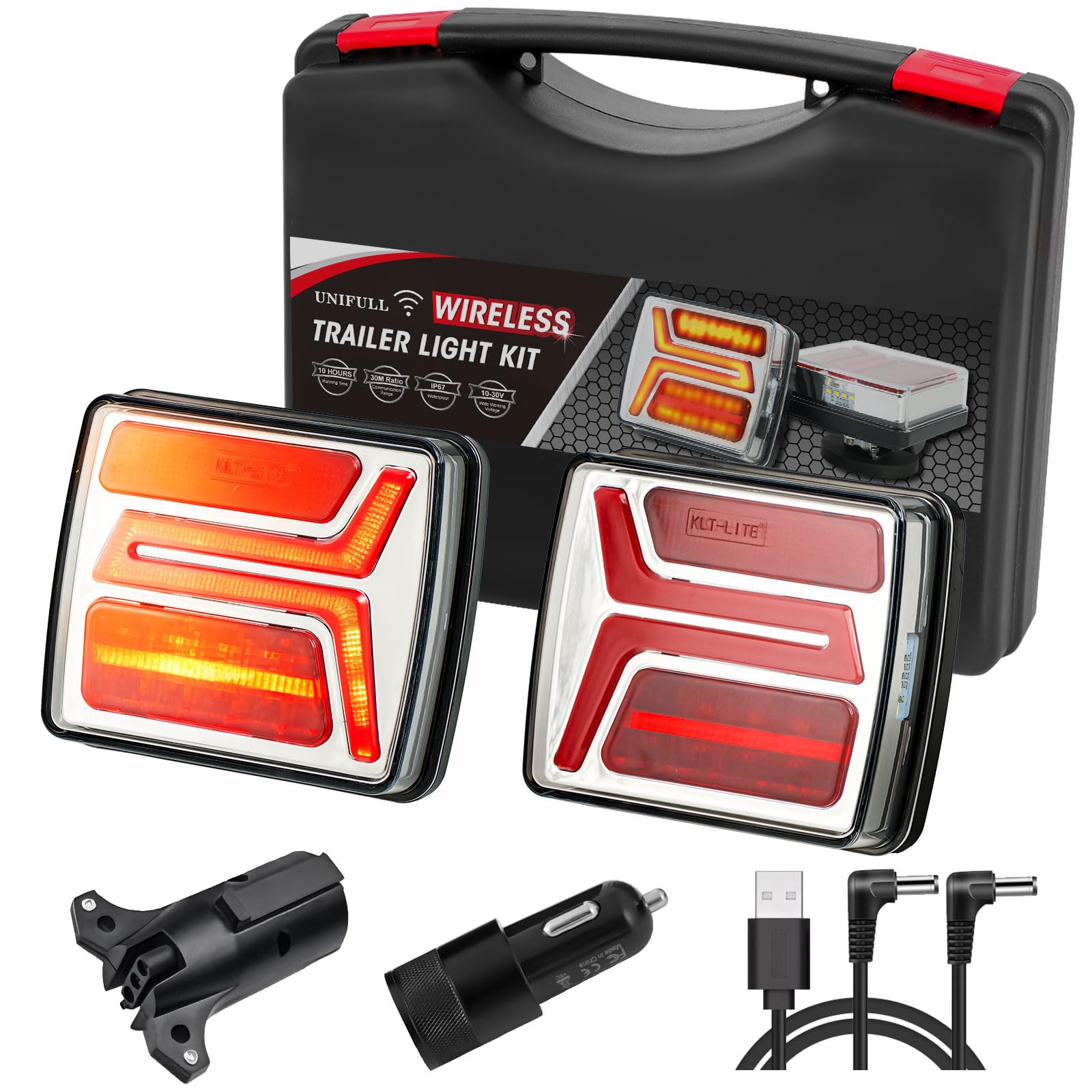 Wireless Trailer Light, Magnetic Towing Lights Kit for Trailers, Rechargeable LED Wireless Trailer Light Portable for Trucks, Tr