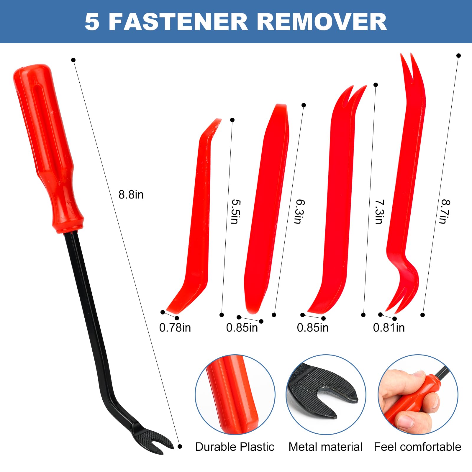 CAREWAL 240 Pcs Bumper Clips Car Clips Plastic Rivets of 16 Most Popular Sizes and 5 Fastener Removers Fasteners Push Retainer K