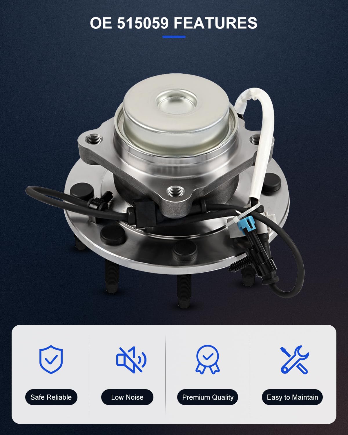 ECCPP 515059 Ball Bearing Hub Assembly, 8 Lugs W/ABS Sensor, Alloy Steel, Automotive Wheel Hub and Bearing Assembly, Front Axle,