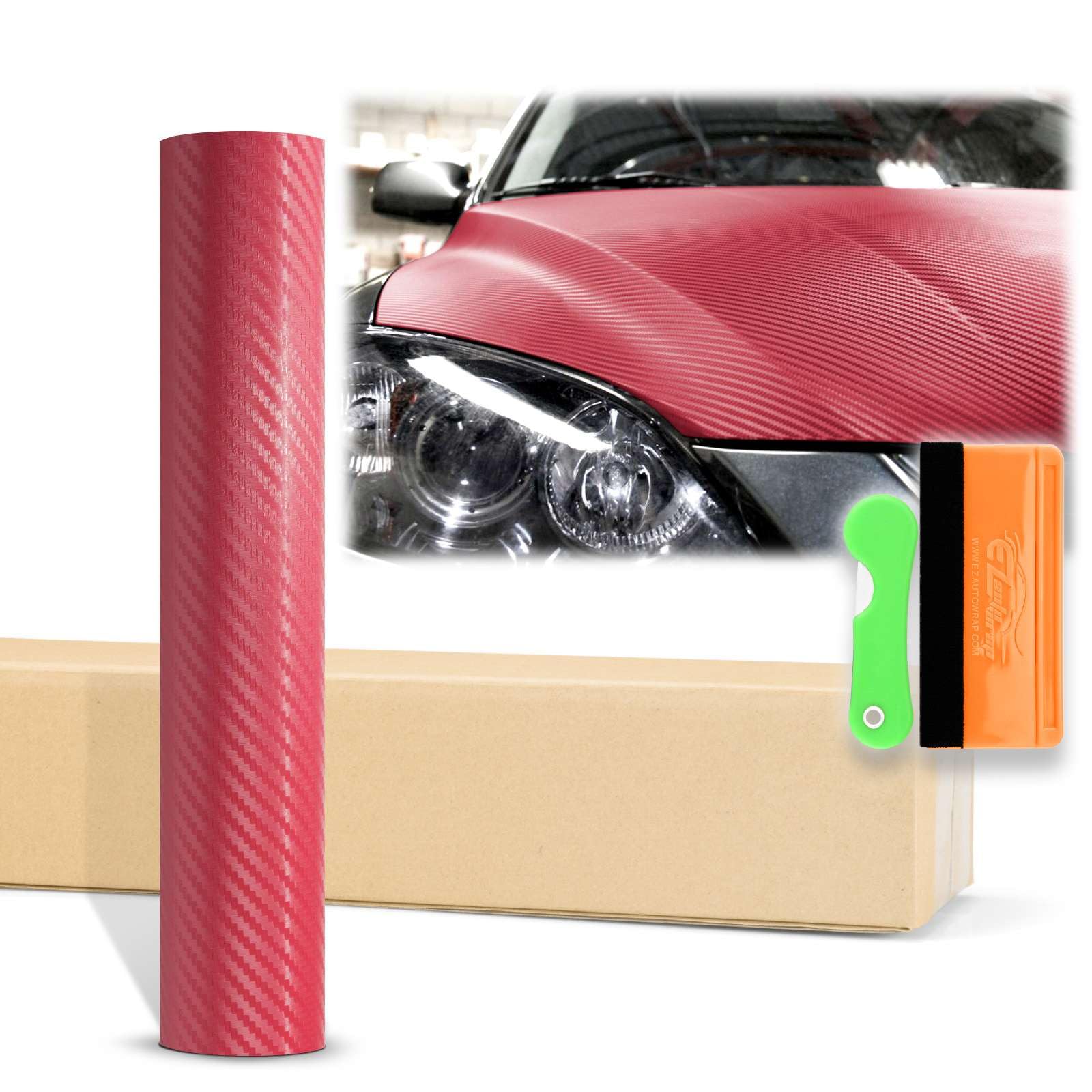 12''x60'' (1FTx5FT) Burgundy 3D Carbon Fiber Textured Matte Flat Vinyl Wrap Auto Car Sticker Decal Film Sheet Bubble Free Air Re