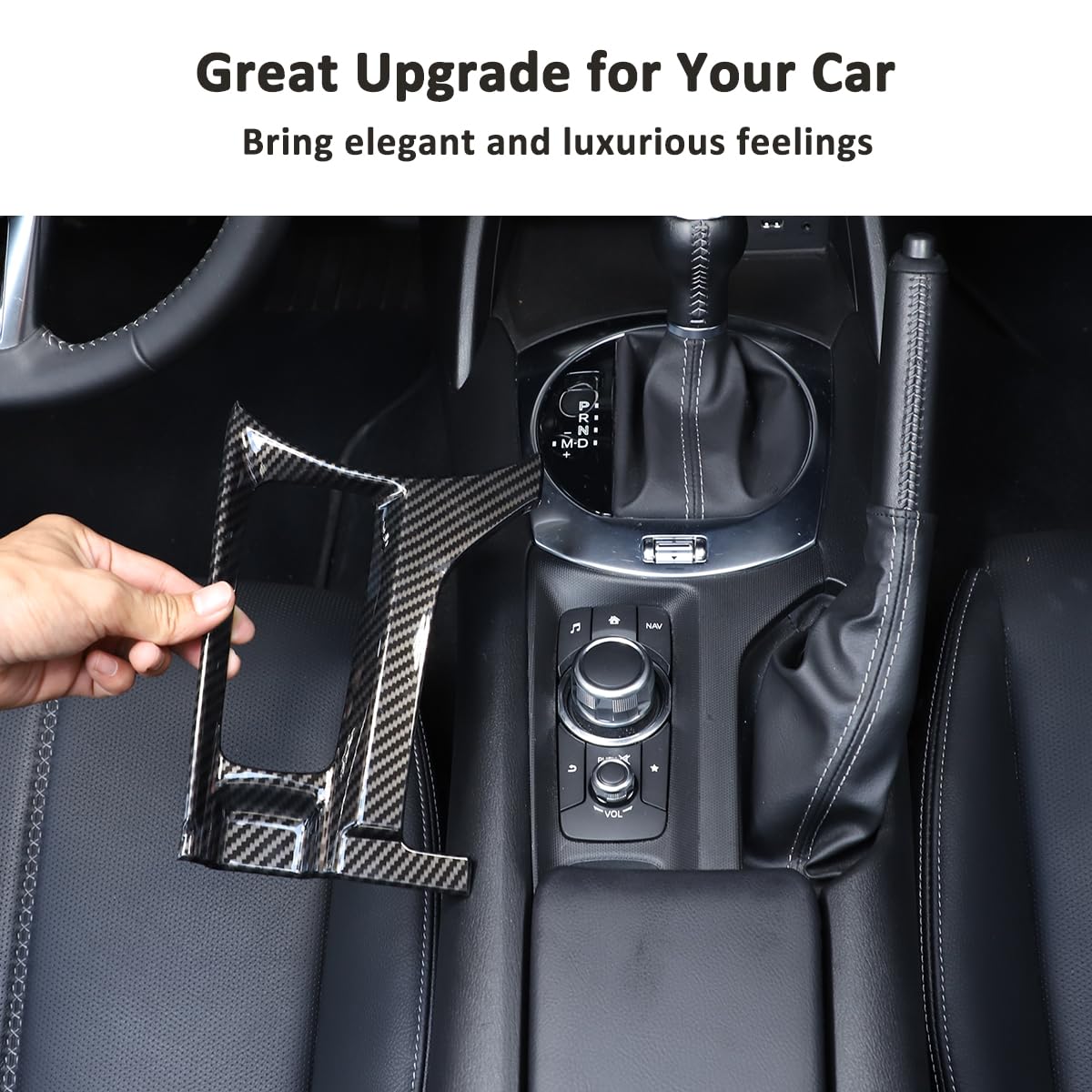 Car Interior Gear Shift Frame Trim Sticker For Mazda Mx-5 Nd 2015-2023 Center Console Panel Trim Cover Interior Accessories (Multimedia Panel-Carbon Fiber)