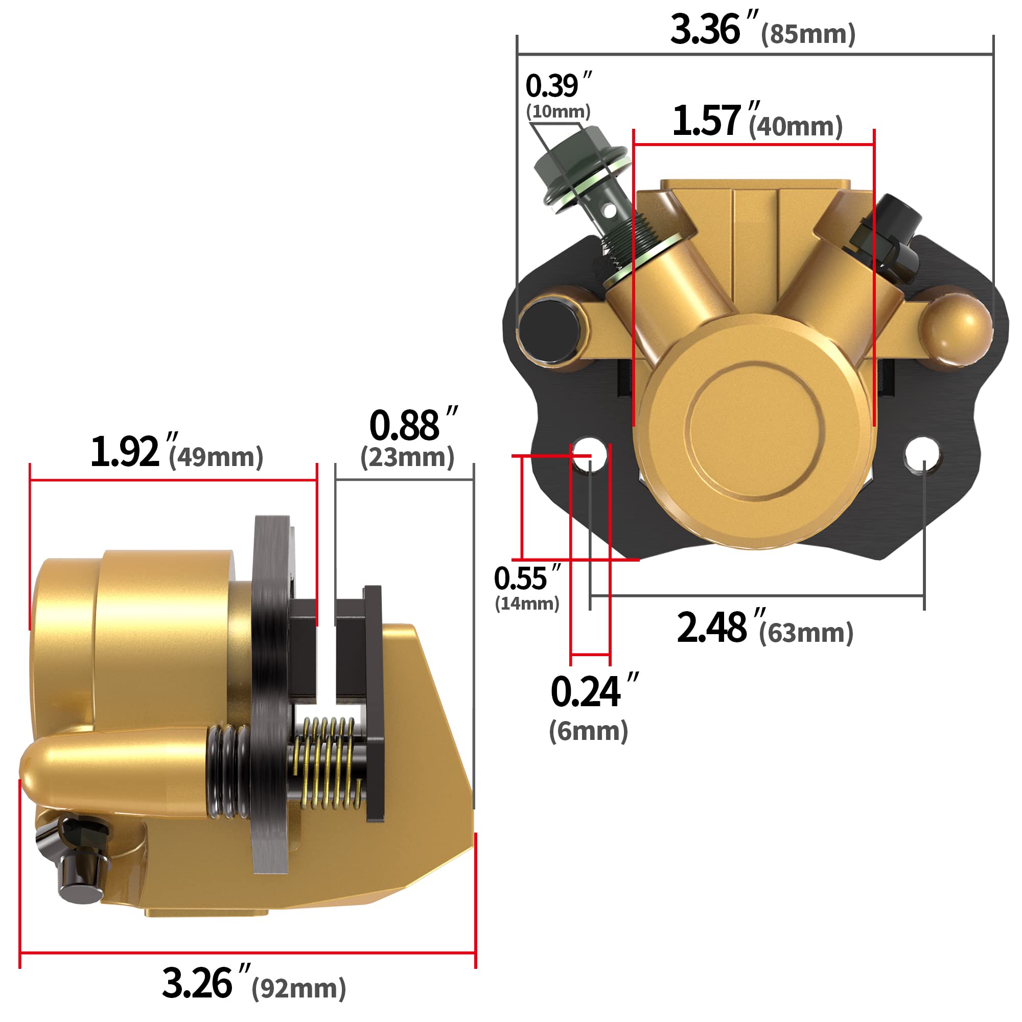 ATV Rear Brake Caliper Replacement 80T - Compatible With 90cc 110cc 125cc 150cc 200cc 6.5HP Coleman kt196 gx150 Kandi Baja TaoTa