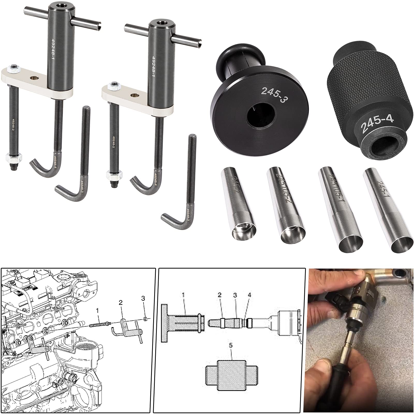 6706 Fuel Injector Rail Assembly Remover & Gm245 Fuel Injector Seals Tools Perfectly Fits For Gm Engines