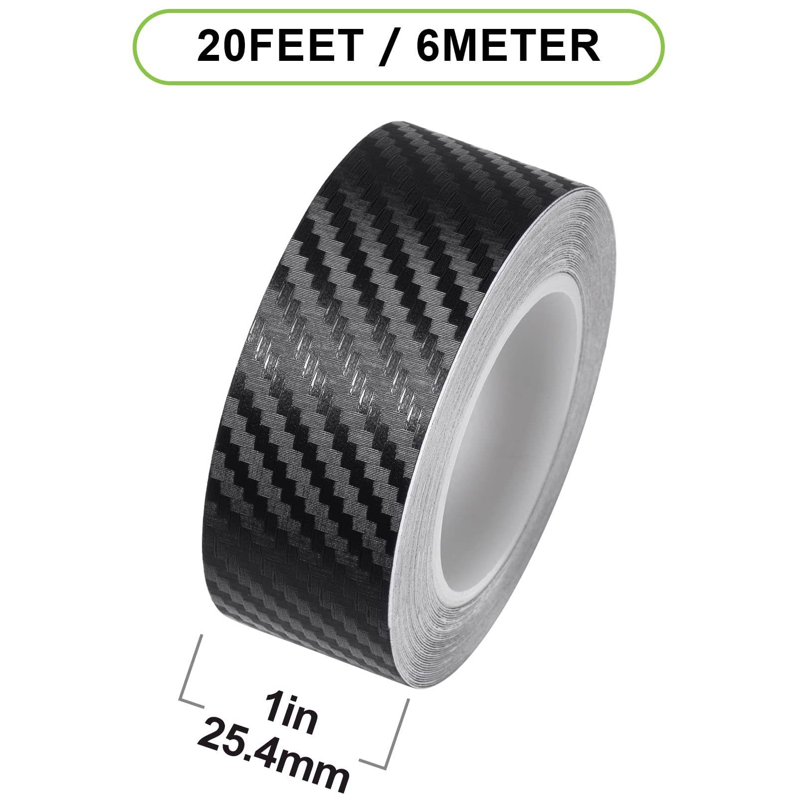 Spurtar Carbon Fiber Wrap, 1 Inch X 20 Ft Air Release Black Vinyl Wrap For Cars Chrome Delete 3D Carbon Fiber Tape Blackout Exte