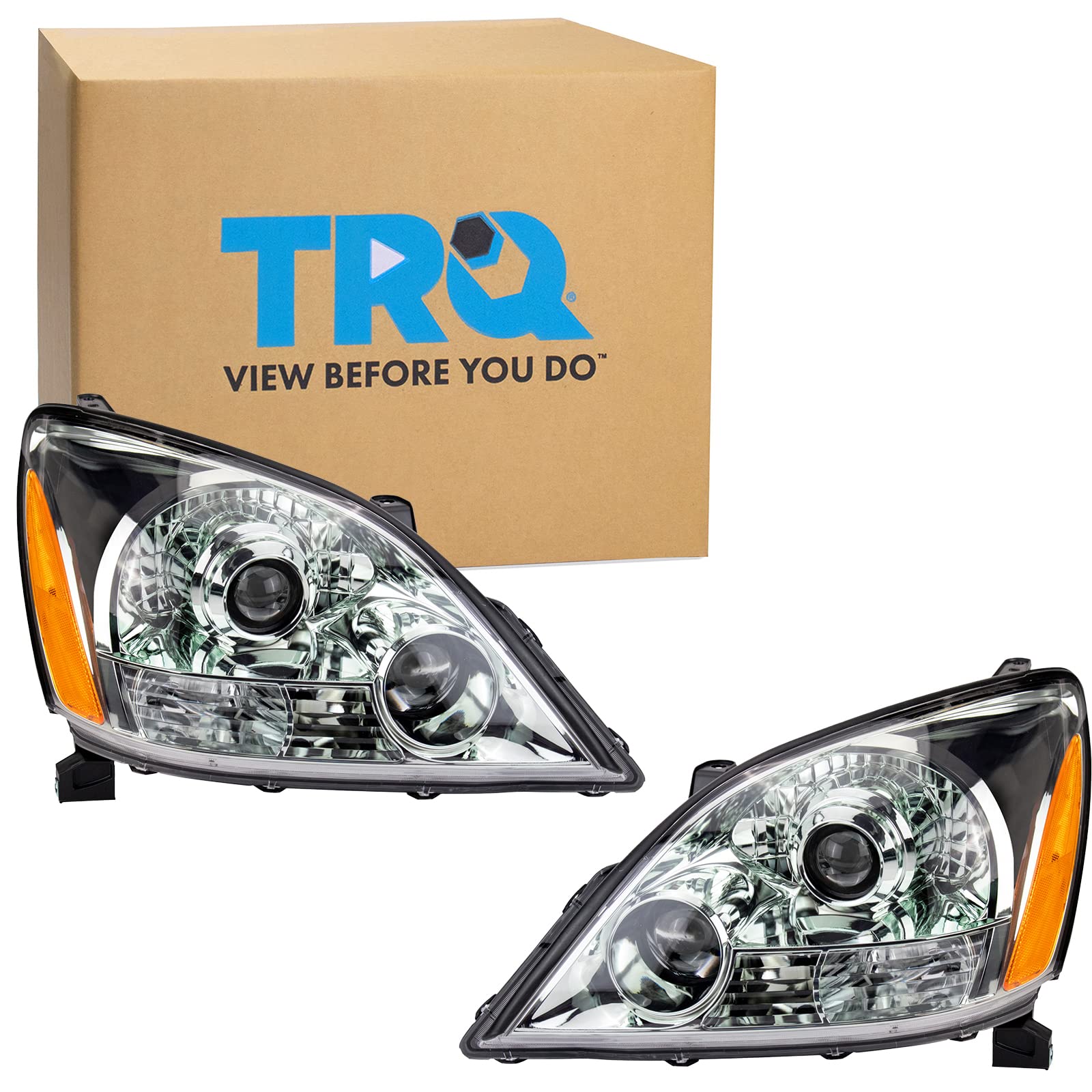 Trq Headlight Assembly Set Headlights Driver & Passenger Side Halogen Compatible With 2003-2009 Lexus Gx470 Lx2502124 Lx2503124