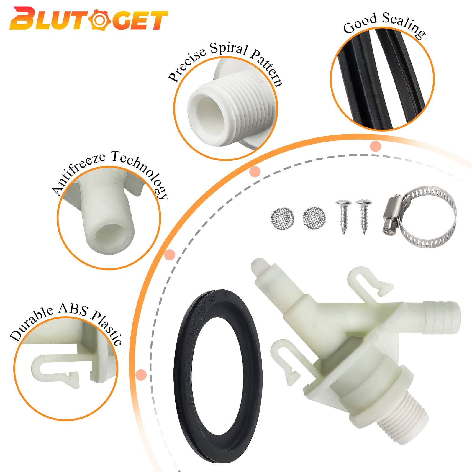 Upgraded 385311641 RV Toilet Water Valve 385311658 Flush Ball Seal by Blutoget- Fit for Sealand Dometic 300, 310, 311, 320, 321