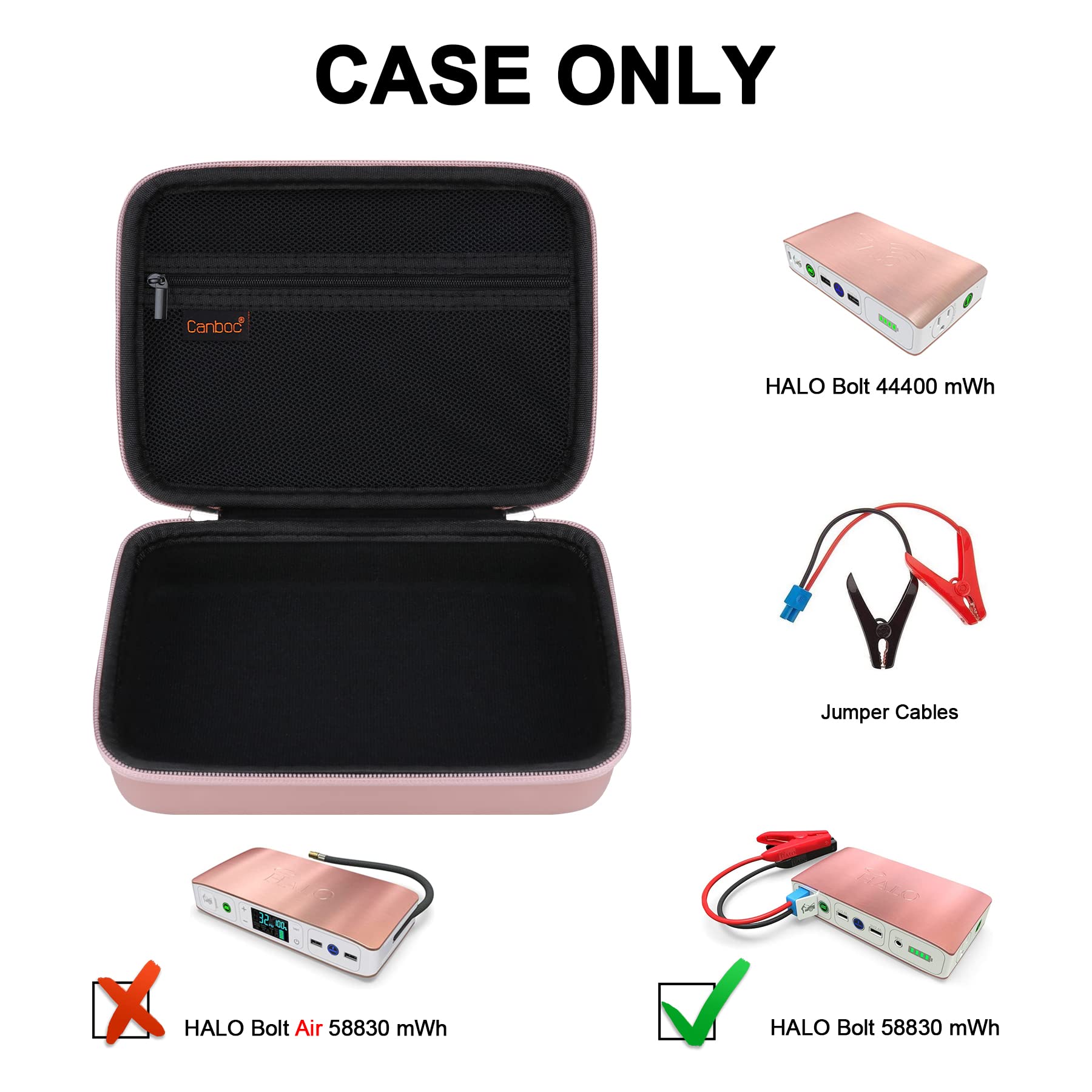 Canboc Carrying Case for Halo Bolt 58830/57720/44400/ACDC Max 55500 mWh Portable Car Jump Starter, Phone Laptop Charger Power Ba