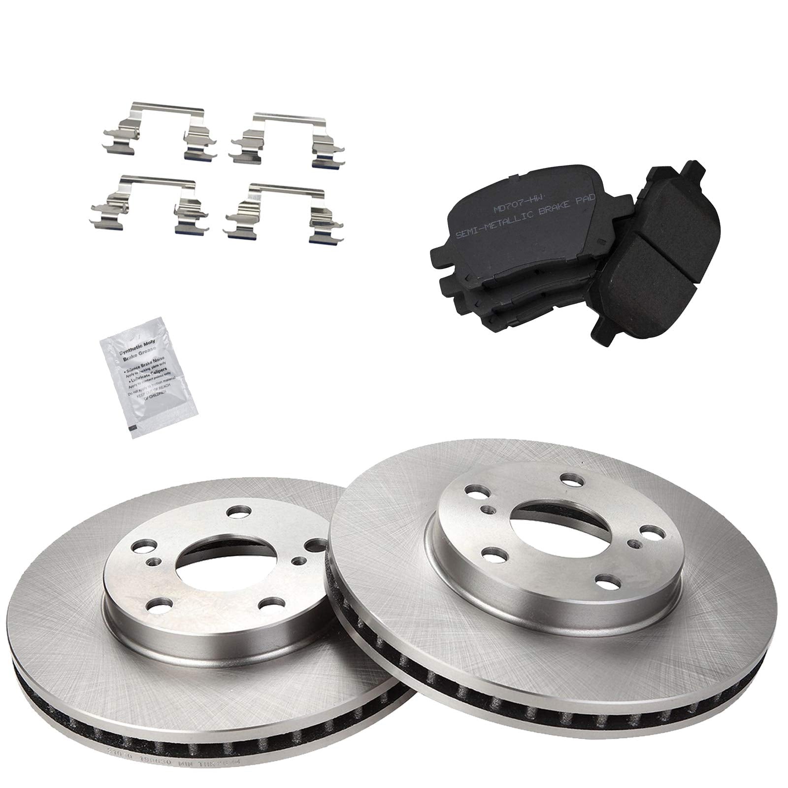 Trq Front Brake Pad & Rotor Kit Brake Pads Brake Rotor Semi-Metallic Compatible With 1997-2001 Lexus Es300 1998-2004 Toyota Aval