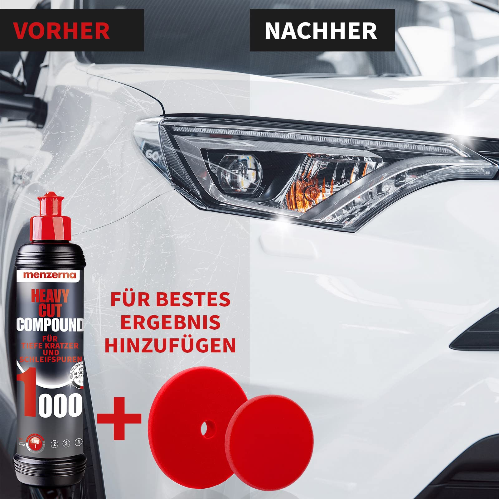 Menzerna Heavy Cut Compound 1000 8 Fl Oz - Car Polish For The Speedy Removal Of Deep Scratches Using Foam Polishing Pads