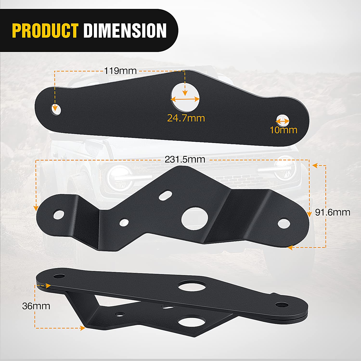 Nilight 2Pcs Lower Windshield Hinge Mounting Brackets Dual A-Pillar Brackets For Offroad Led Fog Light Pods For 2021 2022 2023 2