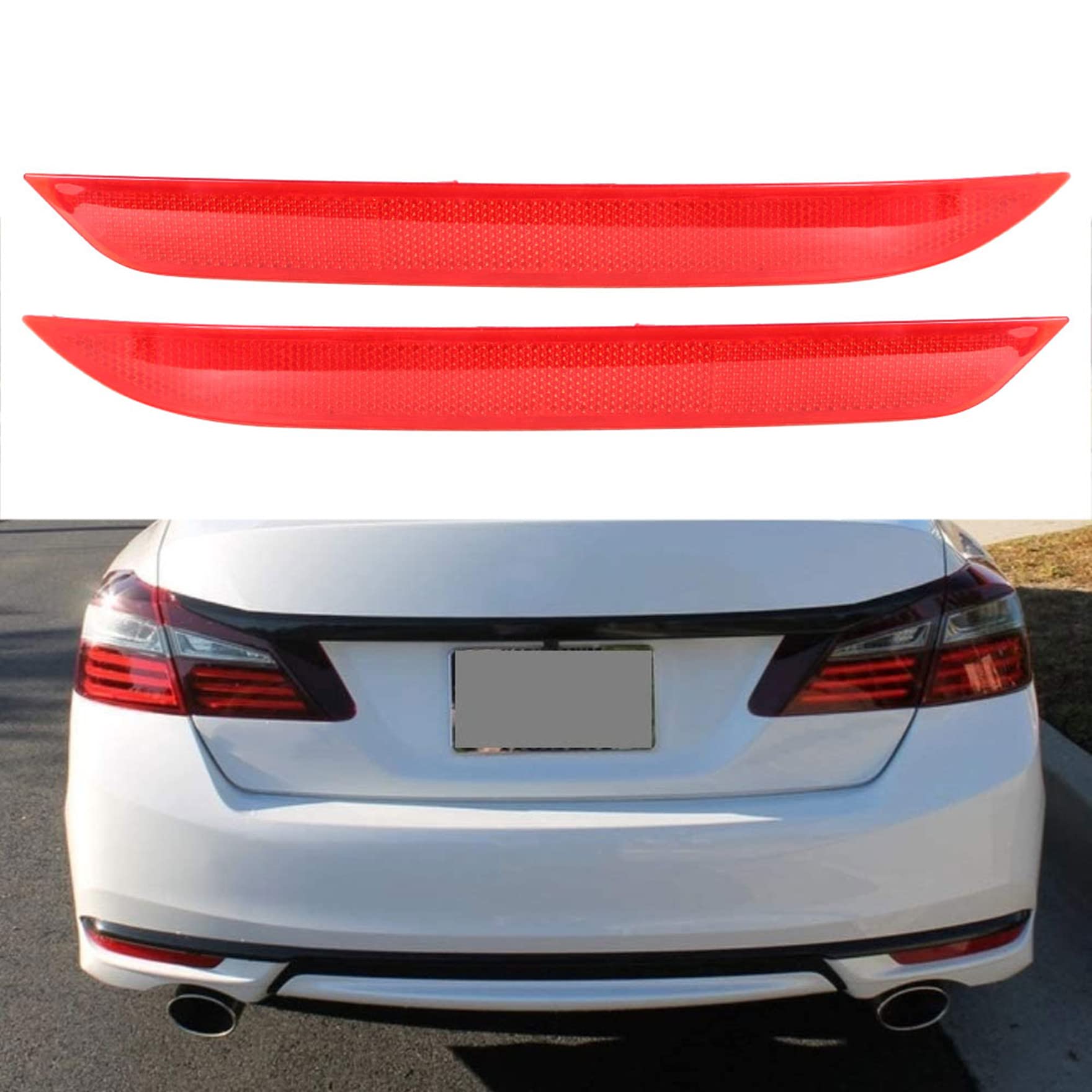 waltyotur 2Pc Rear Left & Right Bumper Reflector Set Replacement for Honda Accord 2016-2017 HO1185111 HO1184111 33505T2AA11 3355