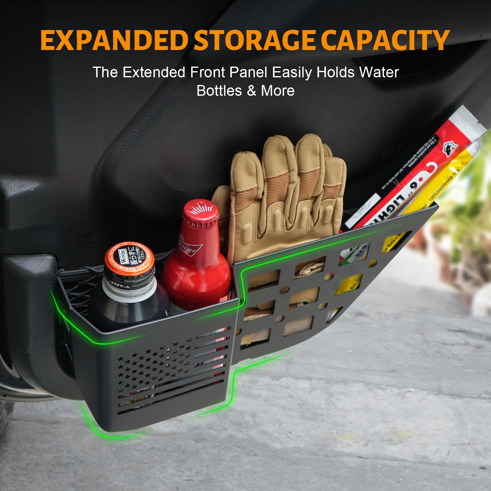 Maiker Metal Rear Door Storage Box, Insert Organizer Box Pockets For Replace Sagging Nets Compatible With 2018-2024 Jeep Wrangle