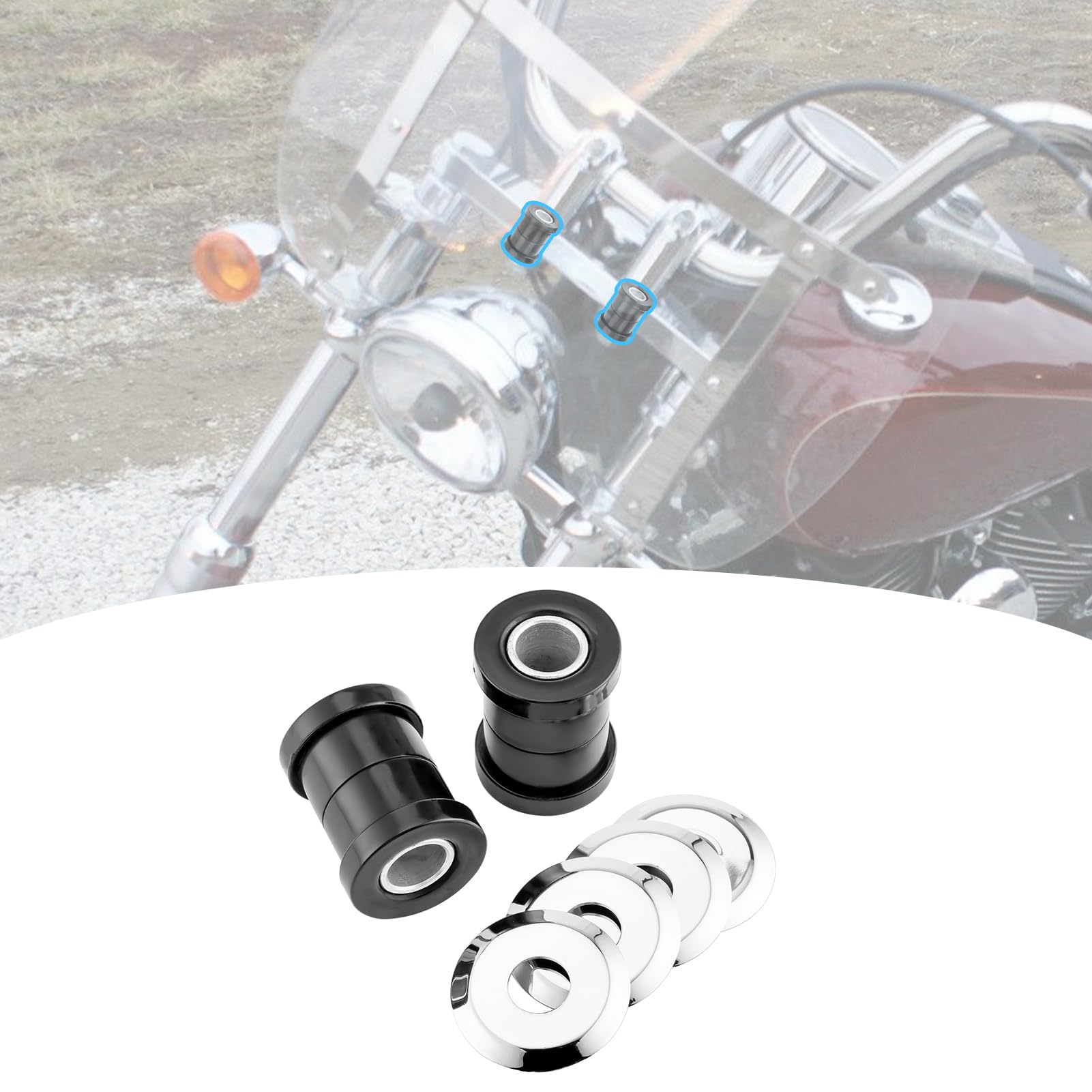 XJMOTO Black Handlebar Riser Bushings Damper Kit for Harley Softail/Dyna/FXR 1973-2017 & Sportster XL 1973-2023