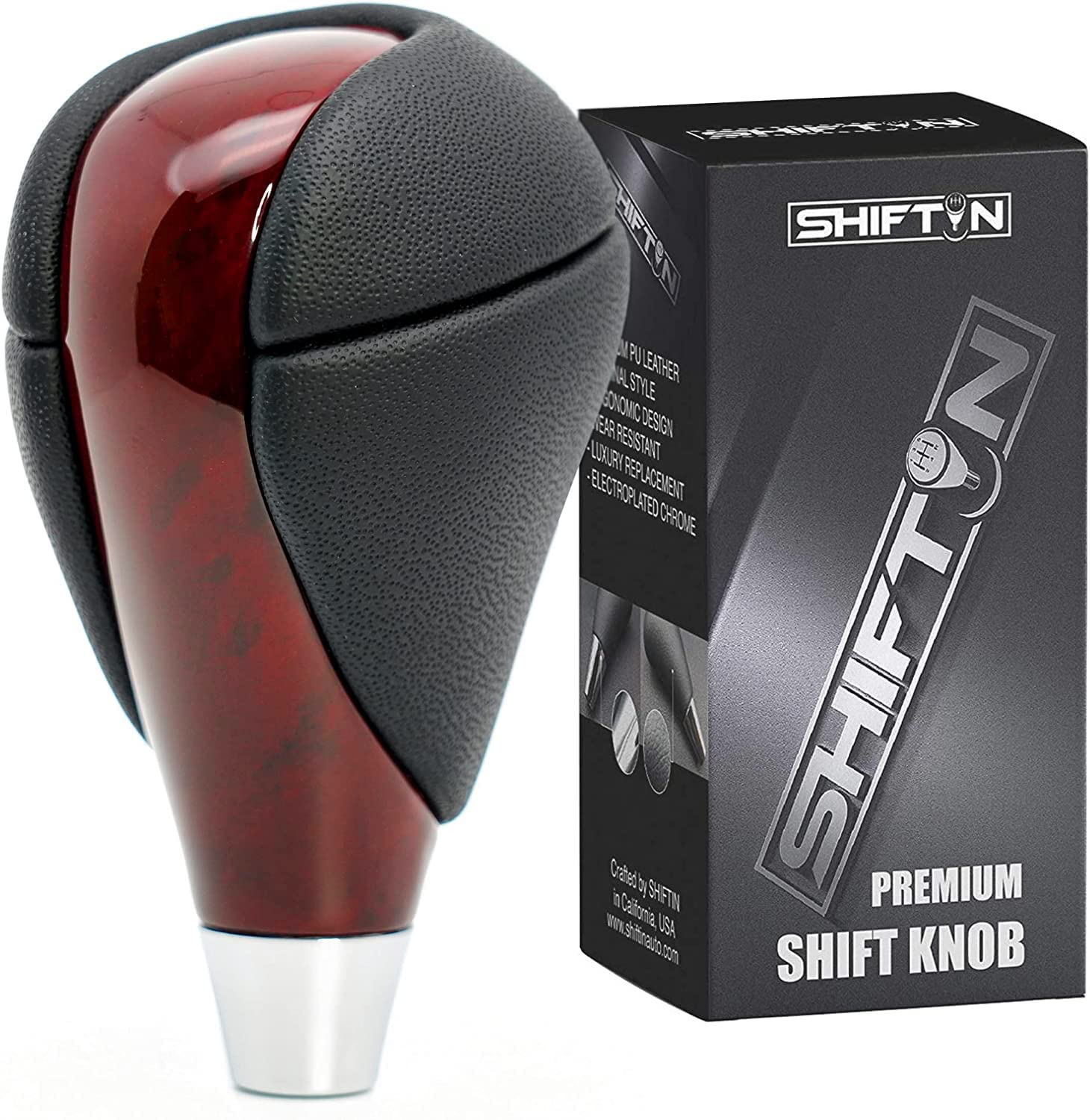 Shiftin Gear Shift Knob, Cherry Red, Walnut Wood, Leather, For Lexus Es300H Es350 Gs300 Gs350 Gs430 Gs450H Gs460 Is250 Is300 Is3