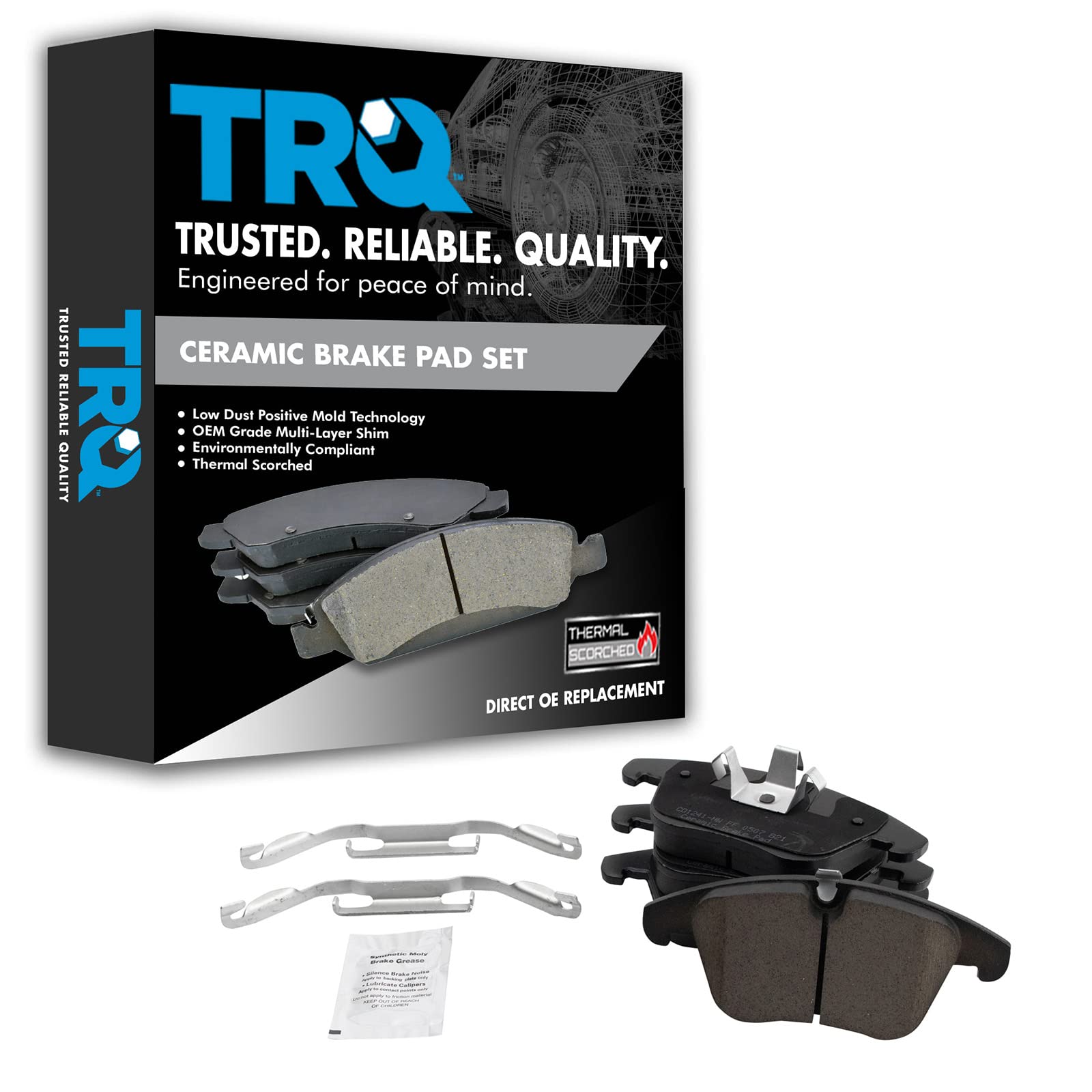 TRQ Front Brake Pads Ceramic Compatible with 2006-2008 Jaguar S-Type 2006-2009 Vanden Plas 2009-2015 XF XJ8 2007-2009 XK