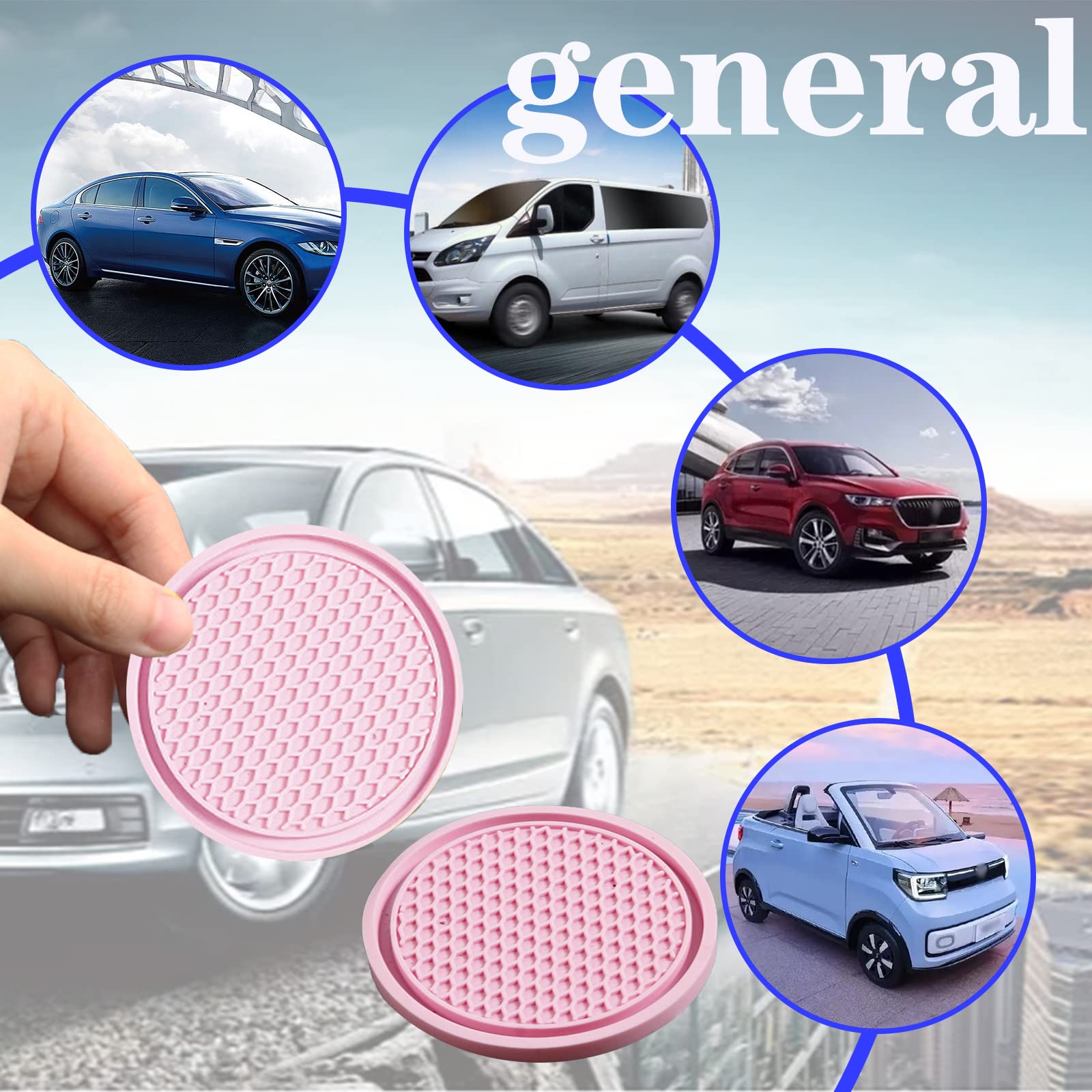 Sodcay 4 Pcs Car Cup Holder Inserts, Anti Slip Pvc Honeycomb Waterproof Fixed Tea Coasters, Universal For Vehicle Interior Cup M