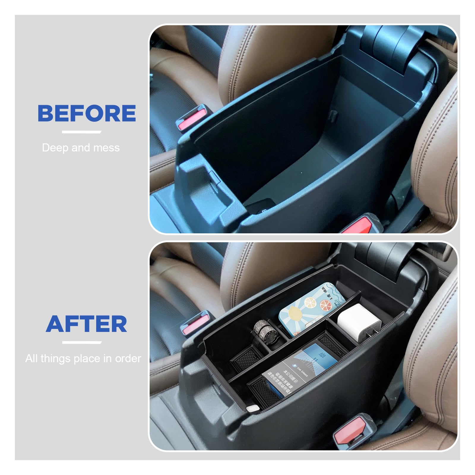 Carwiner Center Console Organizer For 2021-2025 Ford Bronco Sport Cx430 2020-2025 Ford Escape Tray Storage Box Armrest Interior