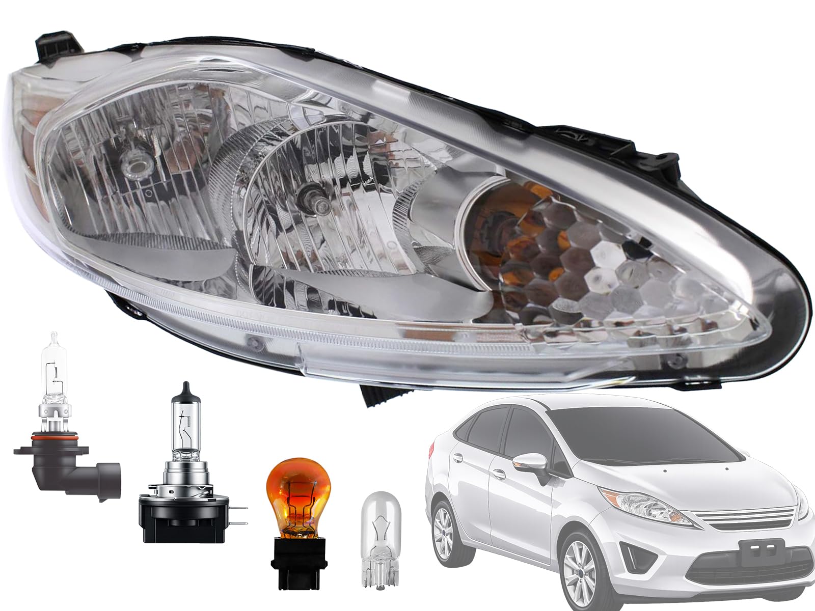 Auto Parts Avenue APA Replacement Head Lamp for 2011 2012 2013 Fiesta Sedan Hatchback Without Appearance Pkg Passenger Right Sid