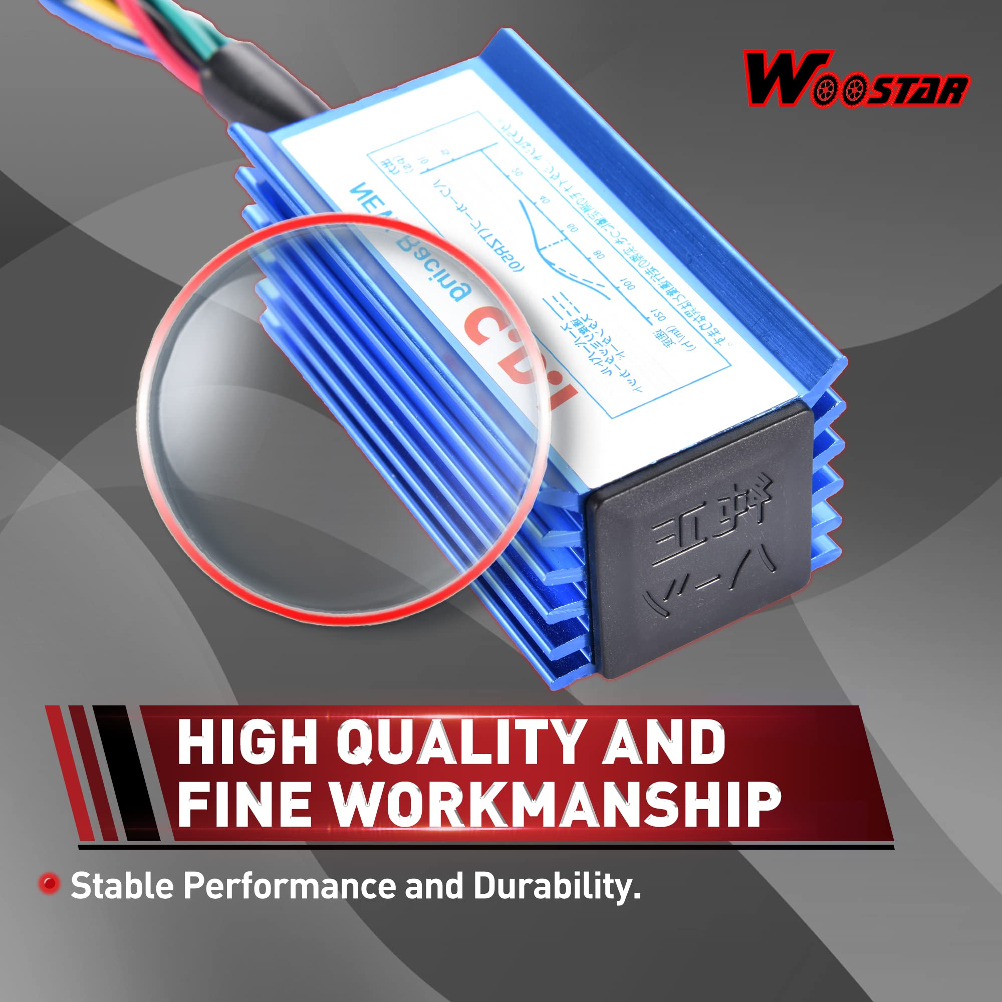 WOOSTAR 6 Pin AC Ignition Racing CDI Replacement for GY6 139QMB 152QMI 157QMJ Engine 50cc 70cc 90cc 125cc 150cc 250cc ATV Moped