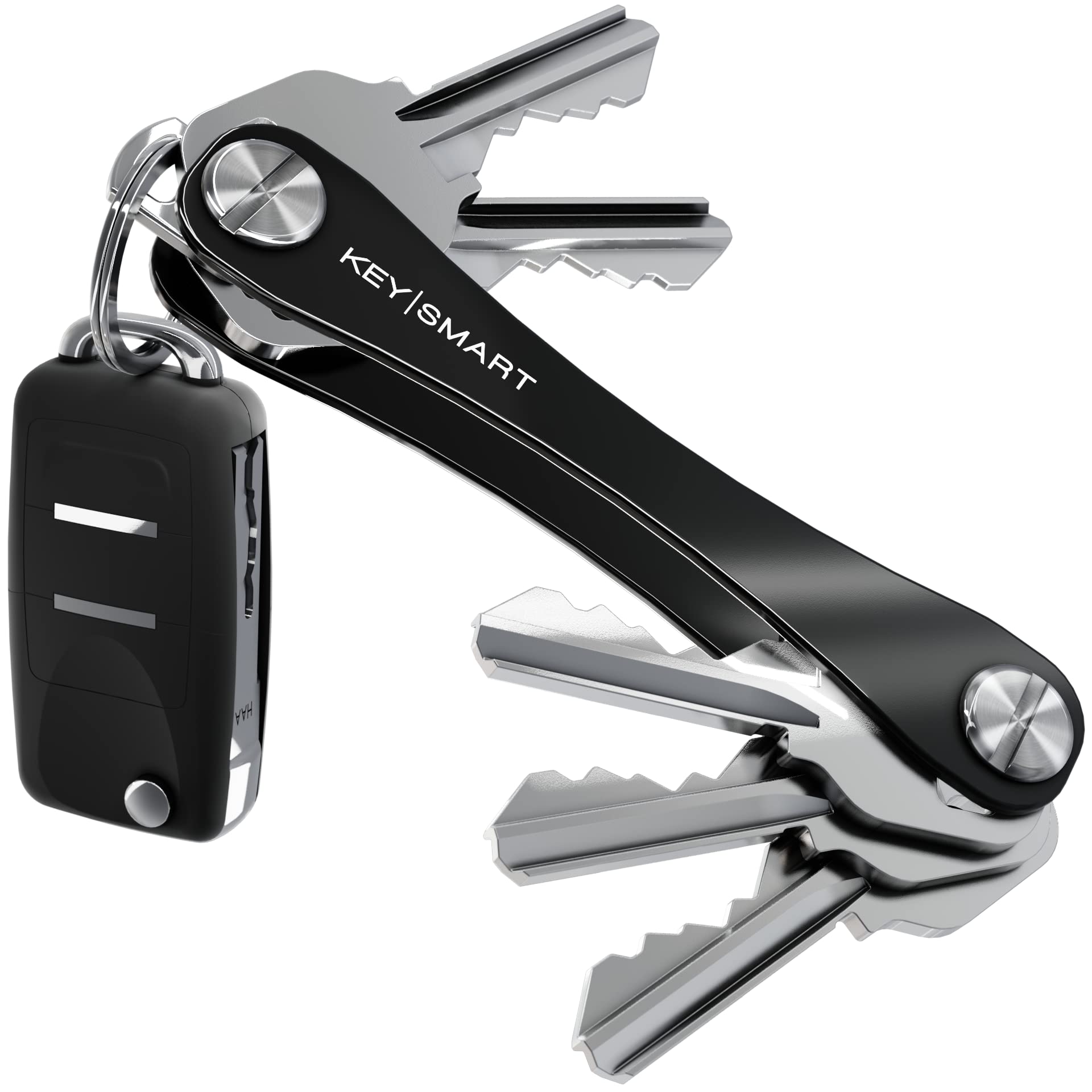 Keysmart Extended - Compact Key Holder And Keychain Organizer (Up To 8 Keys, Black)