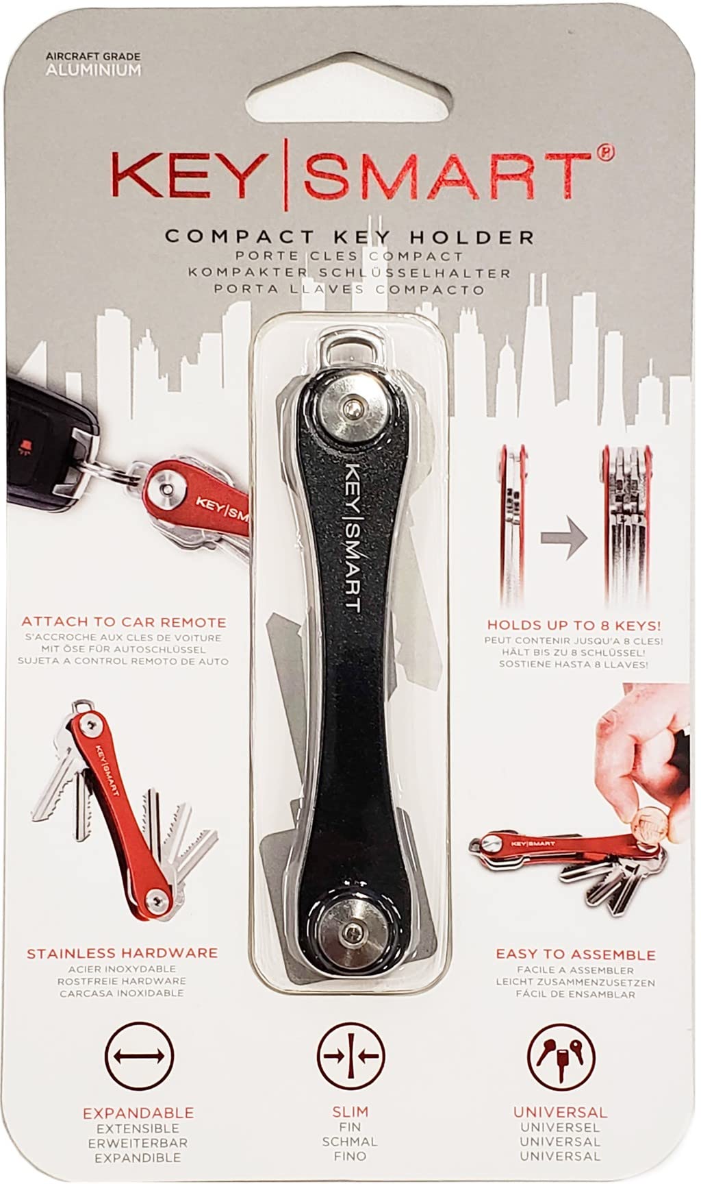 Keysmart Extended - Compact Key Holder And Keychain Organizer (Up To 8 Keys, Black)