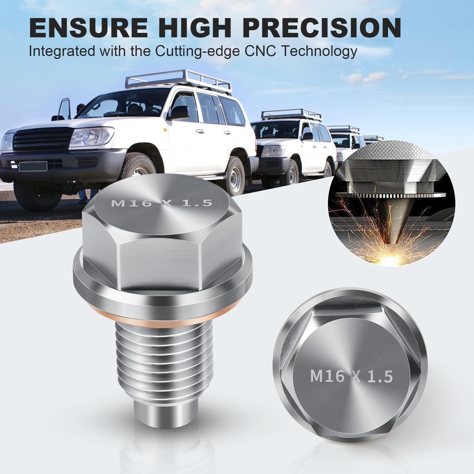 M16 X1.5 Magnetic Oil Drain Plug Stainless Steel Oil Pan Drain Bolt Replacement For Subaru, Mini
