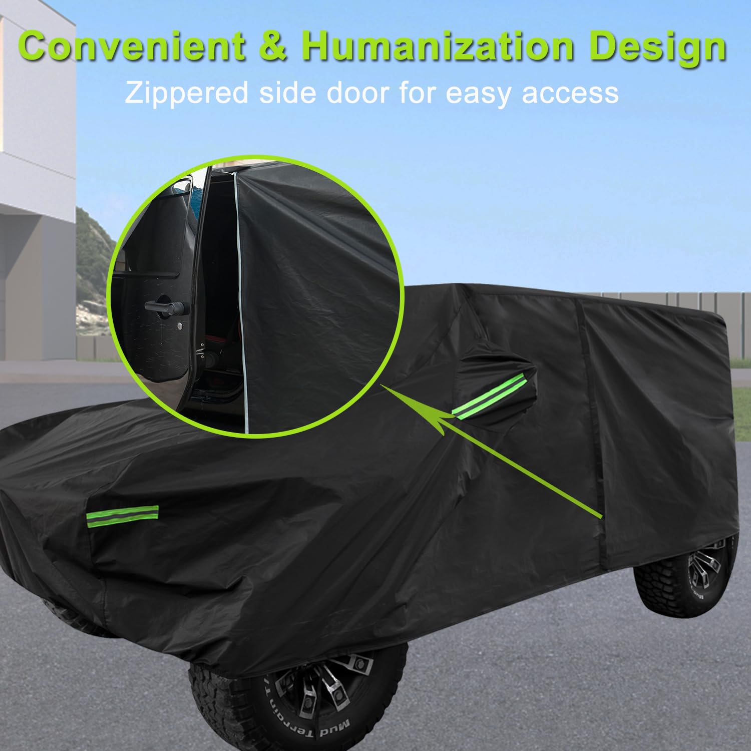 Morhept Waterproof Cover For Jeep Wrangler Jk Jl Cj Yj Tj 2 Door 1987-2023 Outdoor Sun Rain Wind Snow Protection Dustproof Covers With Driver Door Zipper Black