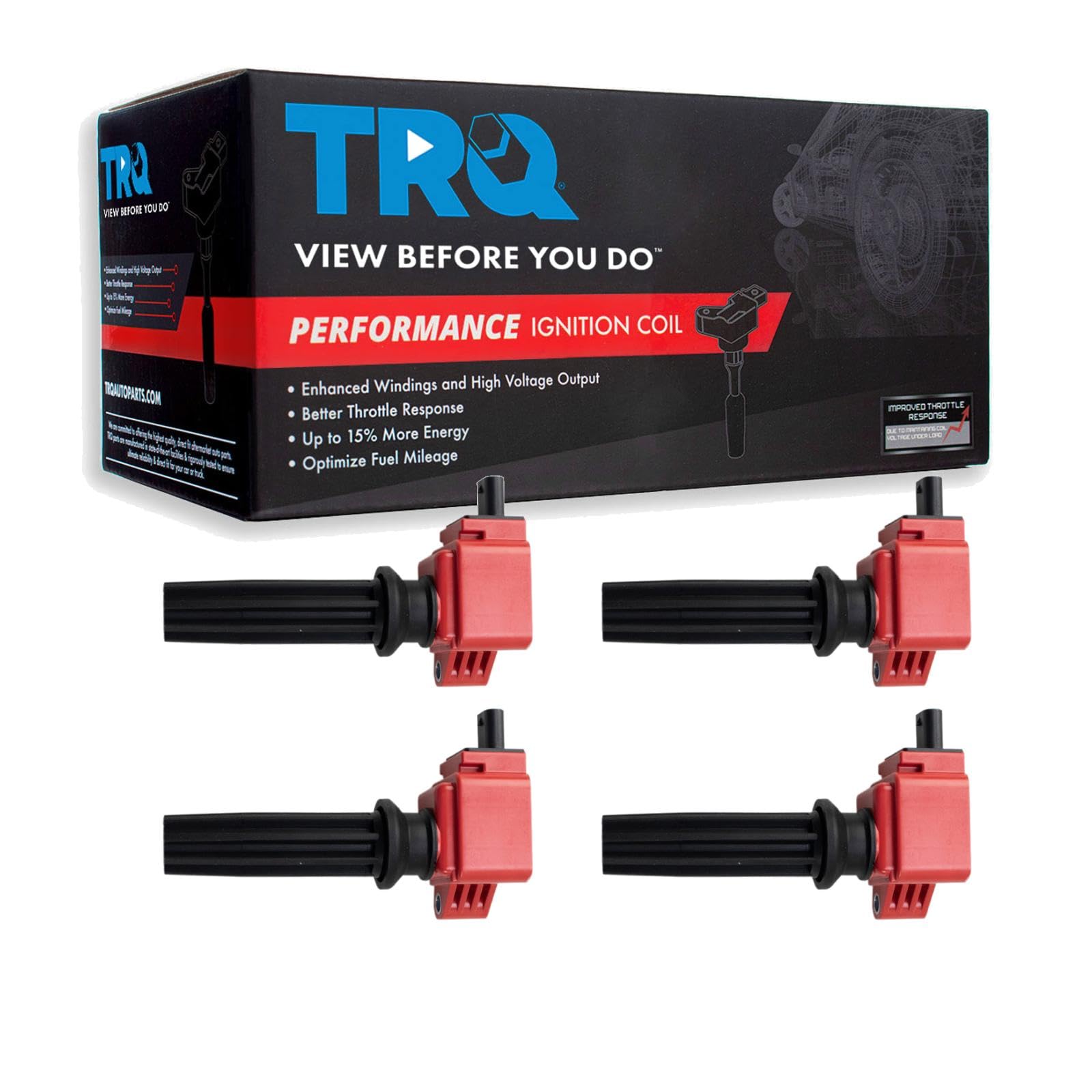 TRQ Ignition Coil Set Compatible with 12-21 Ford 13-17 Jaguar 12-17 Land Rover 13-20 Lincoln