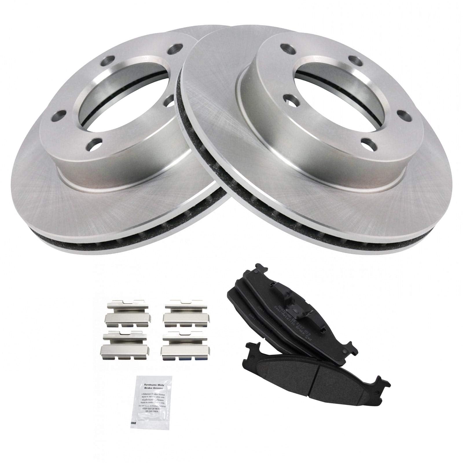 Trq Front Brake Pad & Rotor Kit Brake Pads Brake Rotor Semi-Metallic Compatible With 1994-1996 Ford Bronco F-150