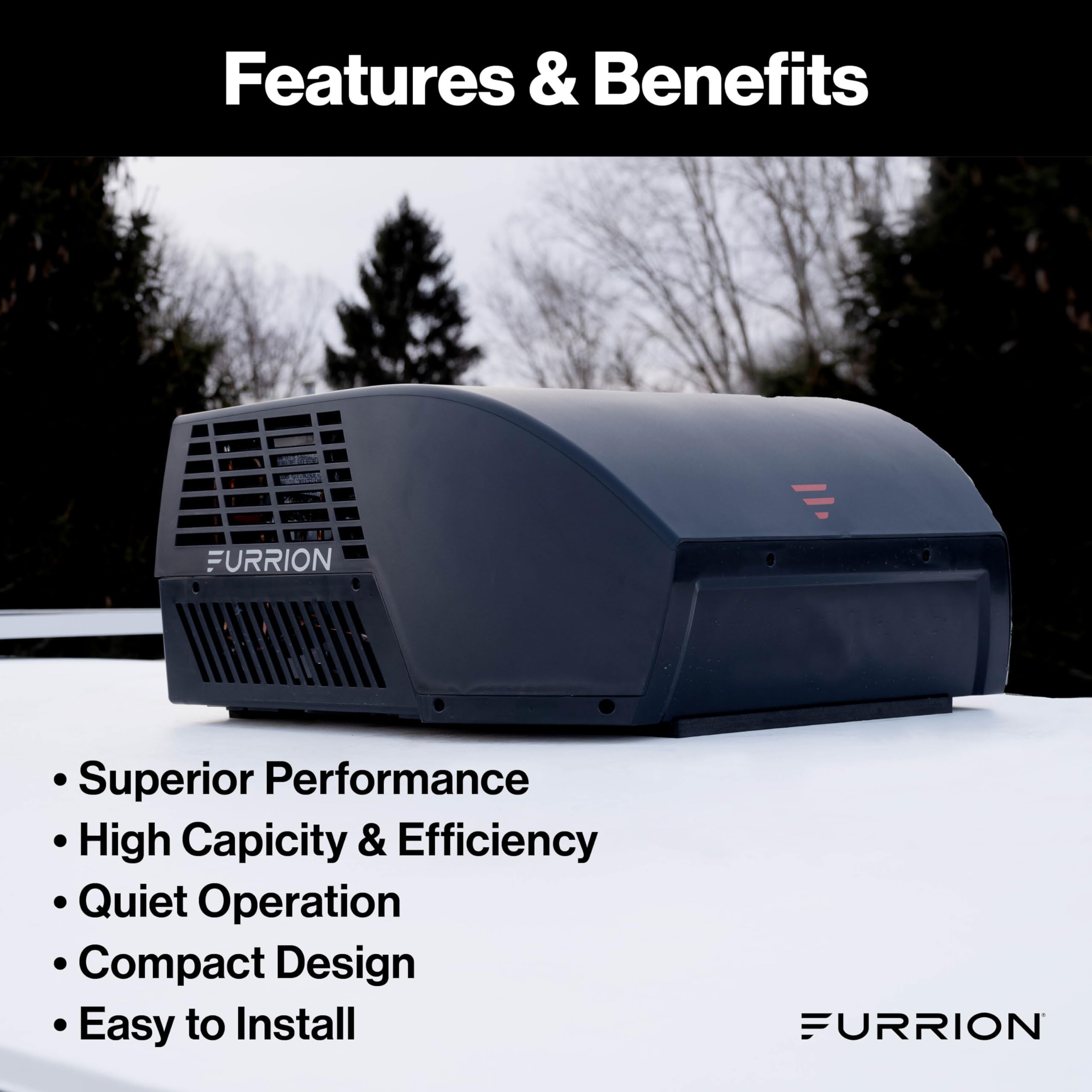 Furrion Chill Cube 18k BTU Variable Speed RV Rooftop Air Conditioner, Black, Ducted, R32 Refrigerant, Quiet High-Efficiency AC w